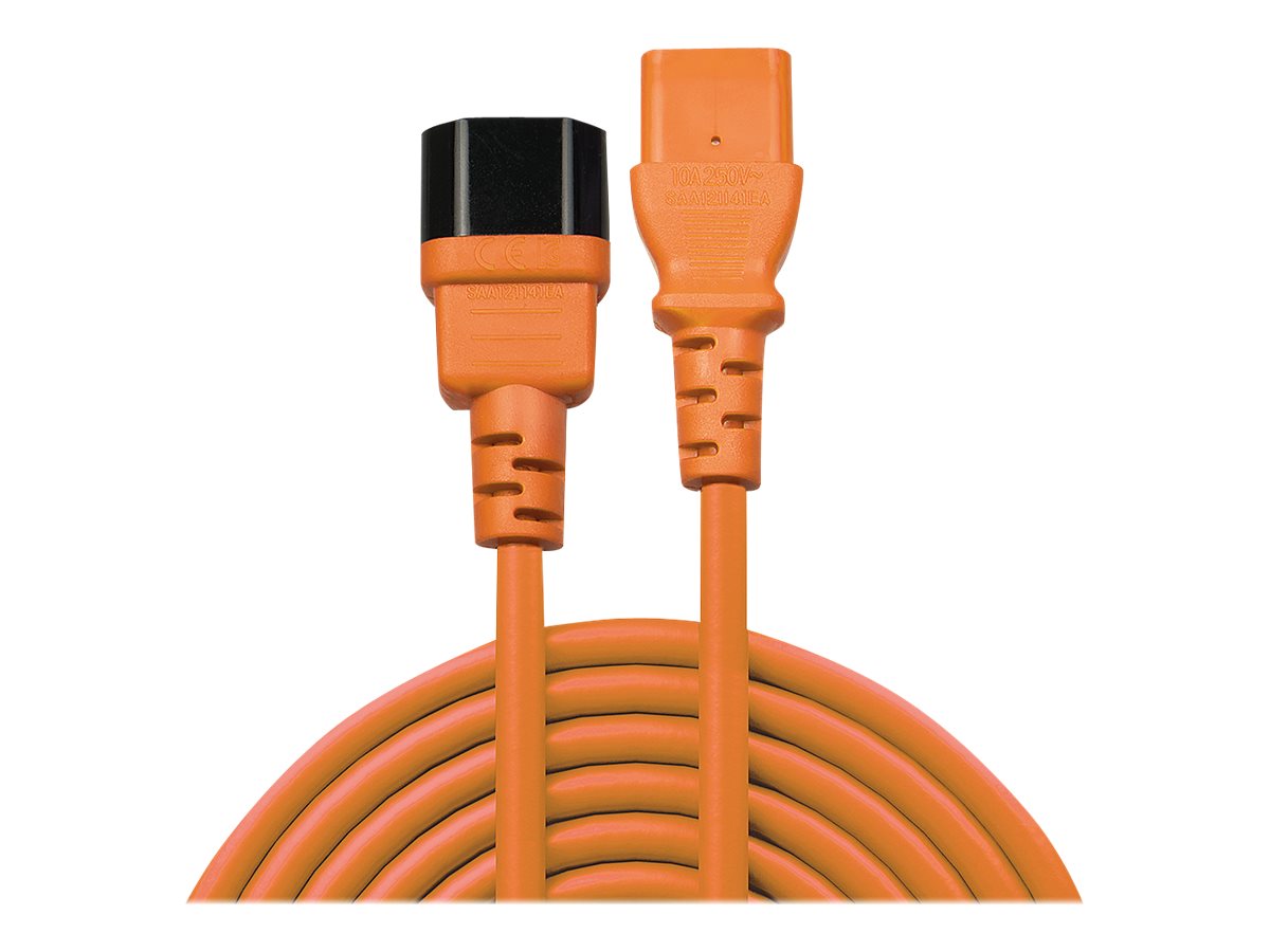 Lindy - Spannungsversorgungs-Verlängerungskabel - IEC 60320 C13 zu IEC 60320 C14 - 1 m - geformt - orange