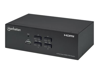 Manhattan KVM Switch 4-Port Dual-Monitor HDMI 4K@30Hz