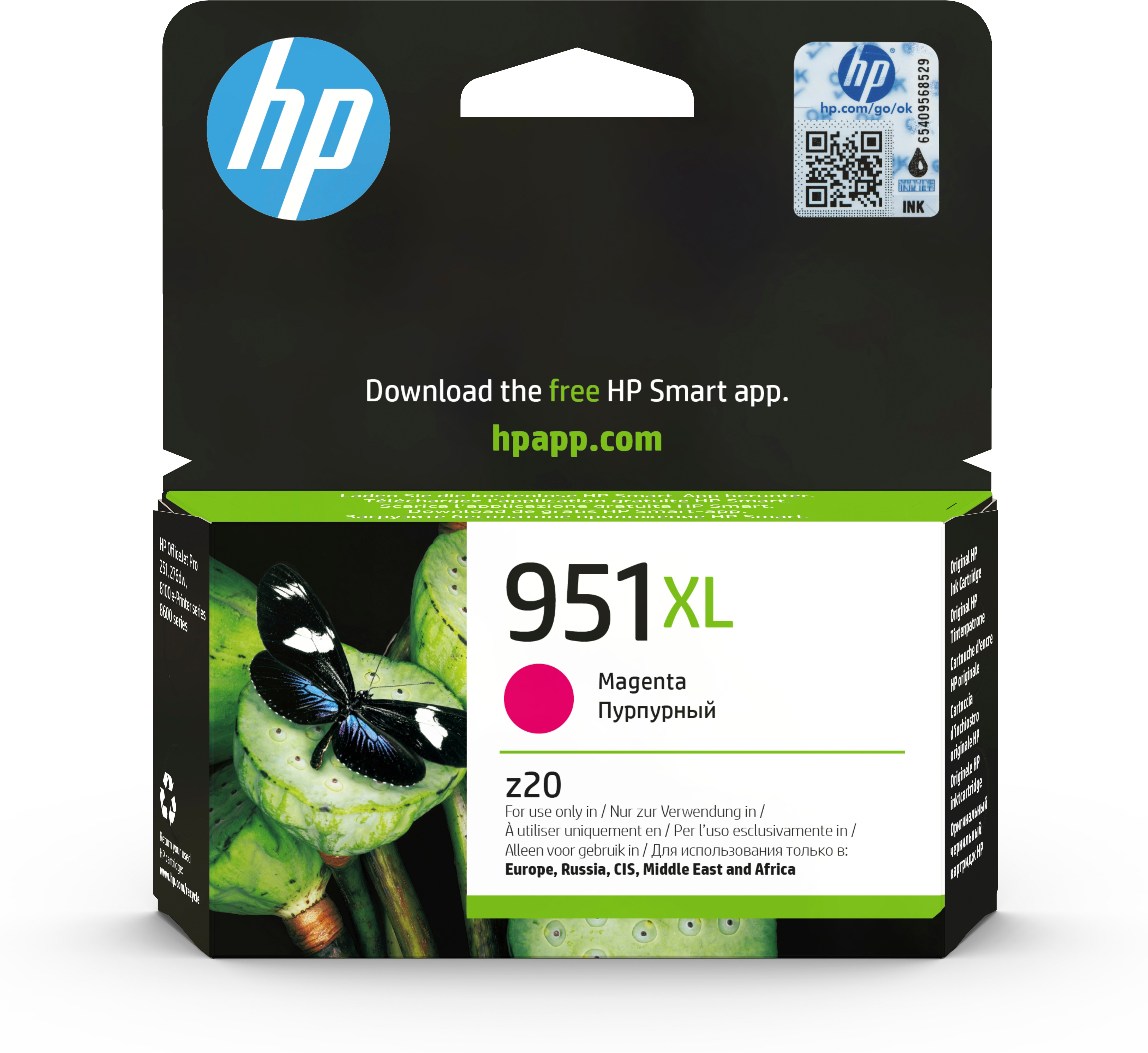 HP 951XL Magenta Original Tintenpatrone mit hoher Reichweite, Hohe (XL-) Ausbeute, Magenta, Tinte auf Pigmentbasis, 17 ml, 1 Stück(e), 1500 Seiten