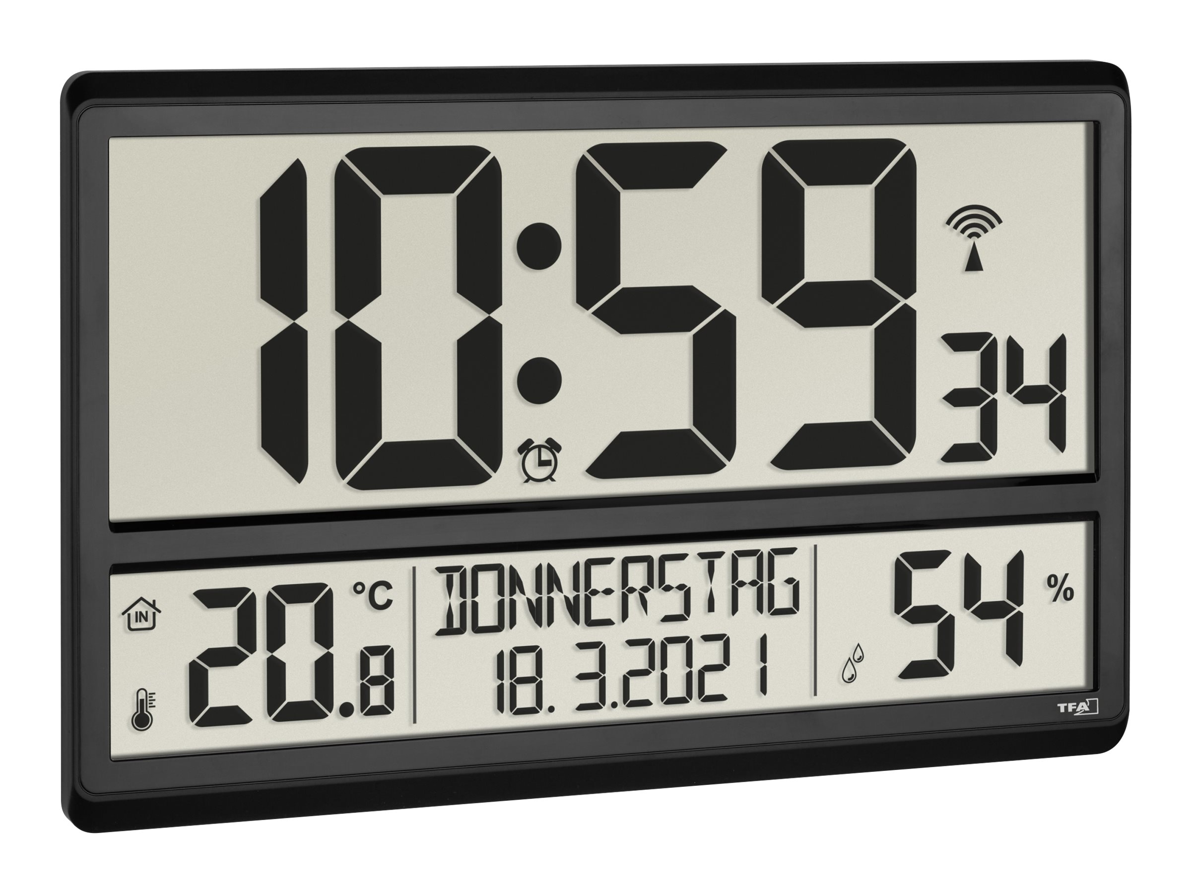 TFA 60.4520.01 - Digitale Funk-Wanduhr - Schwarz - Kunststoff - Akku - AA - 360 mm, Ansicht 2