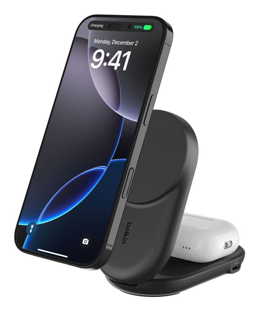 Belkin UltraCharge - Kabelloses Ladegerät - magnetisch, faltbar + AC-Netzteil - 25 Watt - Fast Charge (USB-C), Ansicht 4