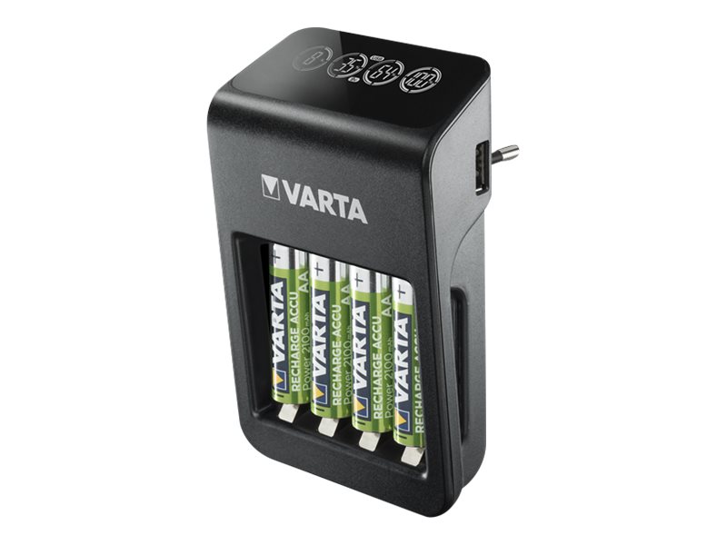 Varta LCD Plug Charger+ - 4 Std. Batterieladegerät / Stromadapter - (für 4xAA/AAA, 1x9V)