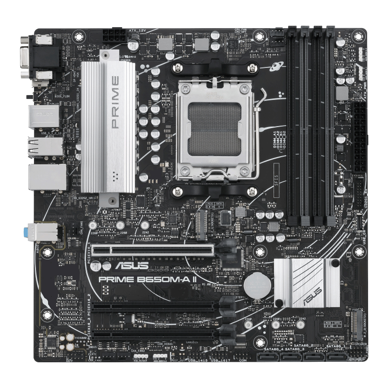 ASUS PRIME B650M-A II-CSM - Motherboard - micro ATX - Socket AM5 - AMD B650 Chipsatz - USB 3.2 Gen 1, USB 3.2 Gen 2, Ansicht 2