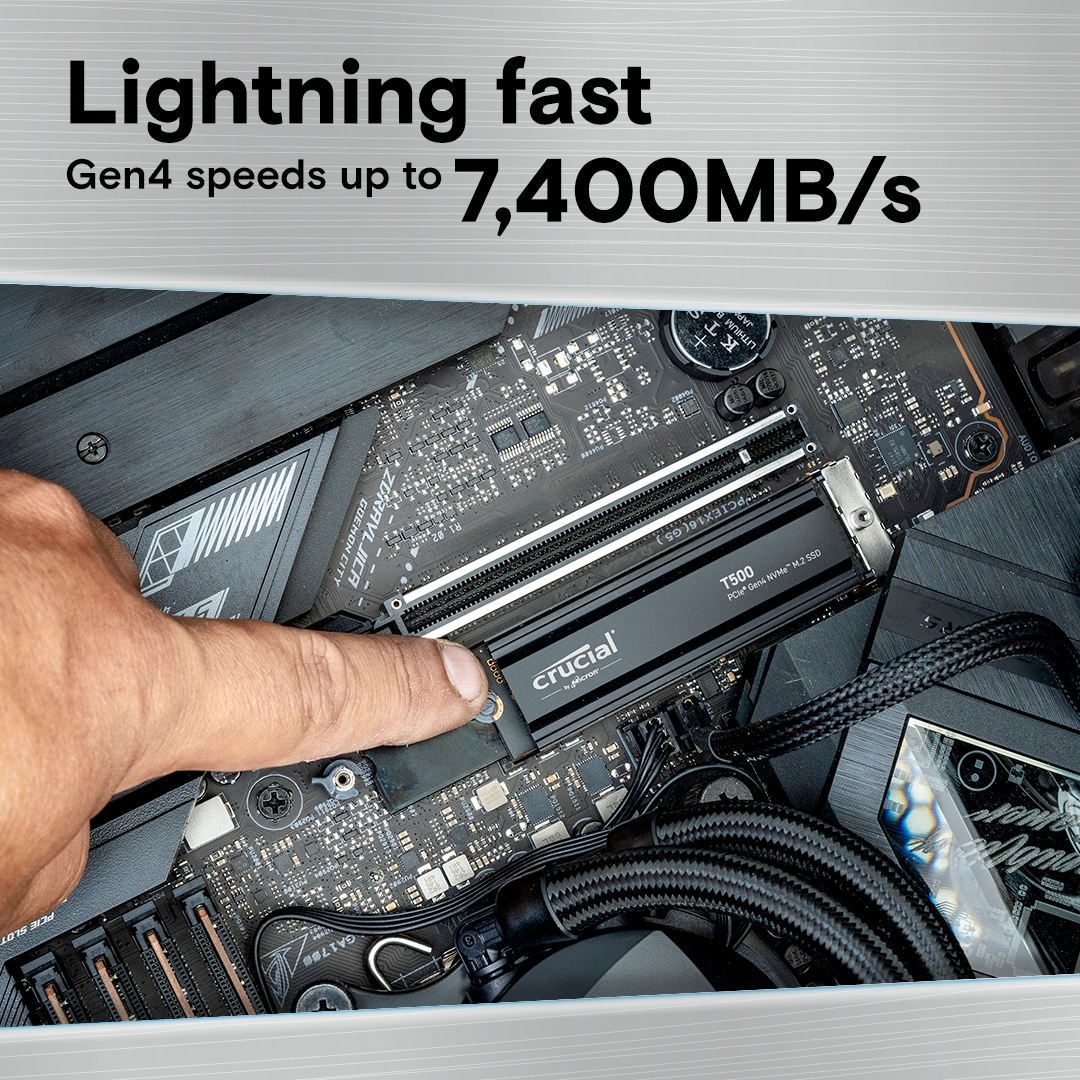 Crucial T500 1TB PCIE GEN4 NVME M.2 SSD, Ansicht 2
