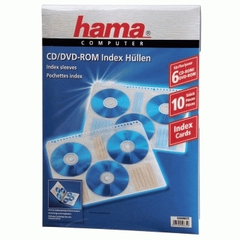 Hama CD-ROM Index Sleeves - CD-Umschläge - Kapazität: 6 CD - Transparent White (Packung mit 10), Ansicht 2