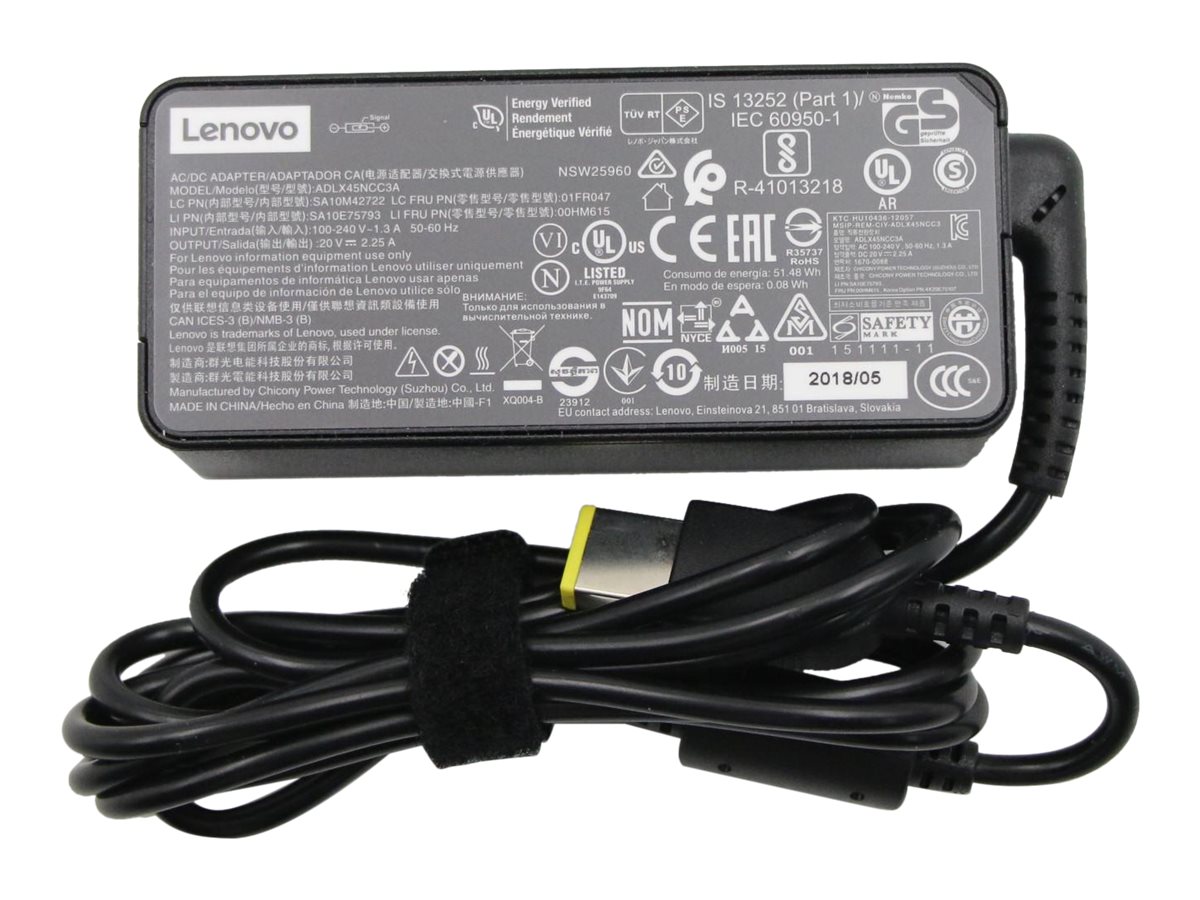 Lenovo Chicony ADLX45NCC3A - Netzteil - Wechselstrom 100-240 V - 45 Watt - FRU, (CRU), Ansicht 3