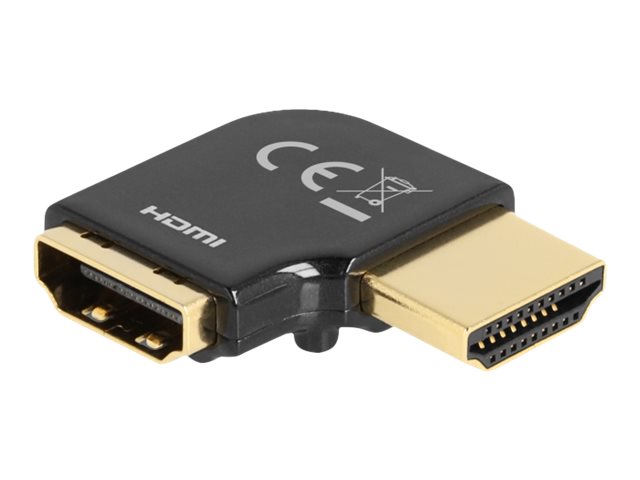 Delock Highspeed - HDMI-Adapter - HDMI männlich zu HDMI weiblich links abgewinkelt - Schwarz - unterstützt 8K 60 Hz (7680 x 4320)
