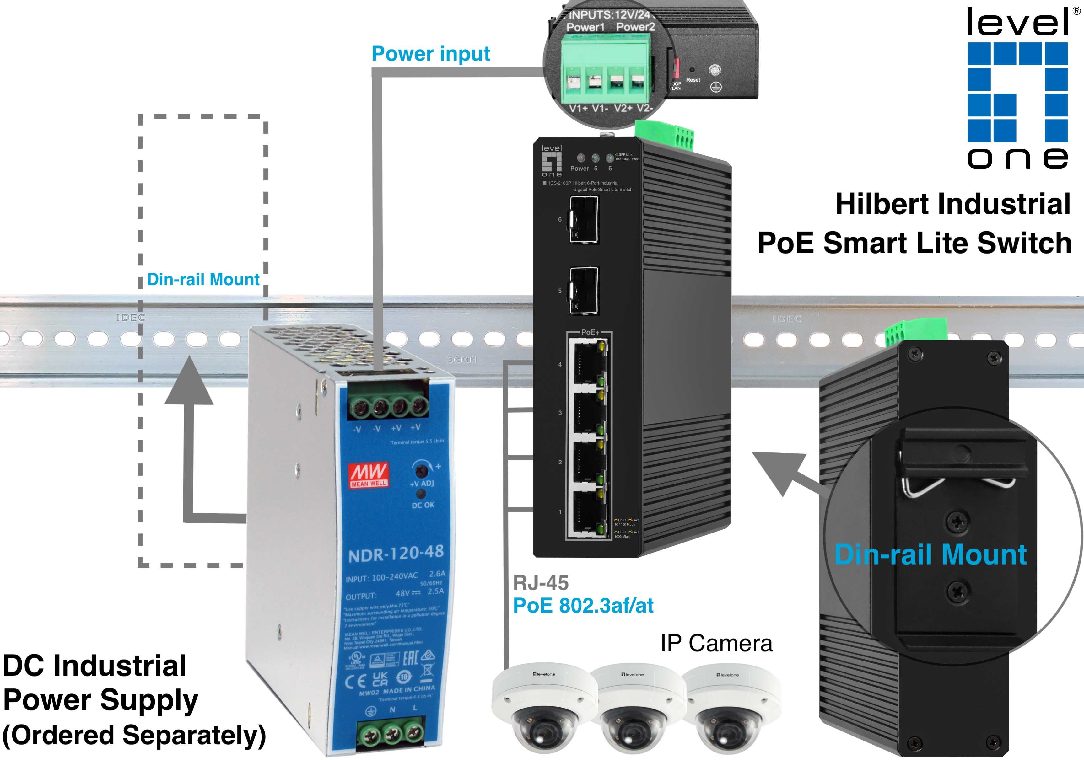 LevelOne Switch 6x GE IGS-2106P 2xSFP 4xPoE Outputs sw, Ansicht 4