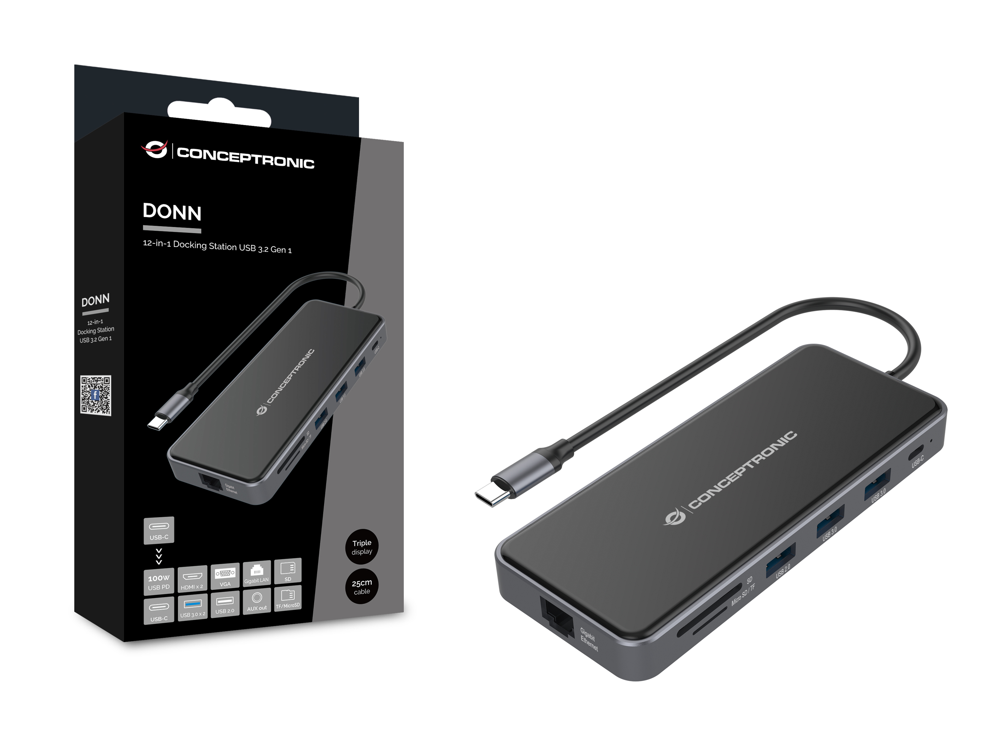 Conceptronic DONN15G - Dockingstation - USB-C 3.2 Gen 1, Ansicht 2