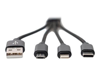 DIGITUS 3-in-1 USB-Ladekabel, 0,15m