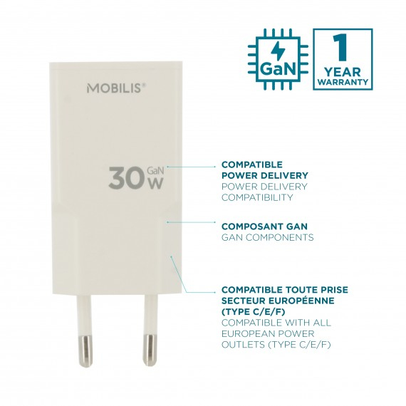 Mobilis Energia Charger 30W Wall USB-C white - Ladegerät, Ansicht 3