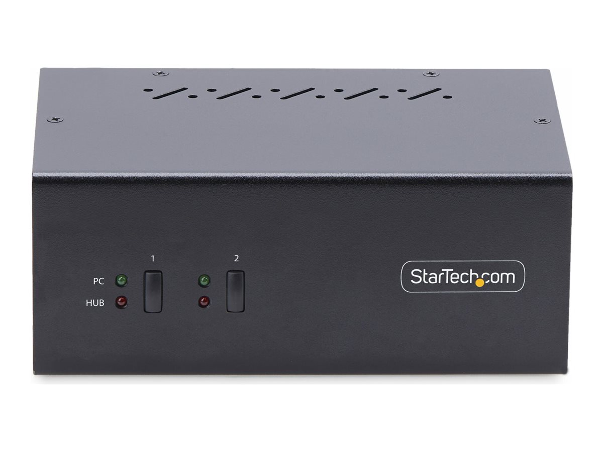 StarTech.com 2-Port Dual-Monitor DisplayPort KVM Switch 4K 60Hz 2x USB 5Gbps Hub Ports 2x USB 2.0 HID Ports Hotkey and Push-Button Switching TAA Compliant - ESD Level 3 Protection (P2DD46A2-KVM-SWITCH)