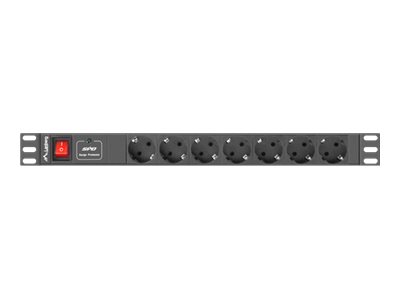 Lanberg PDU-07F-0200-IEC-BK - 1U - Horizontal - Schwarz - 7 AC-Ausgänge - Typ F - C14-Koppler, Ansicht 3