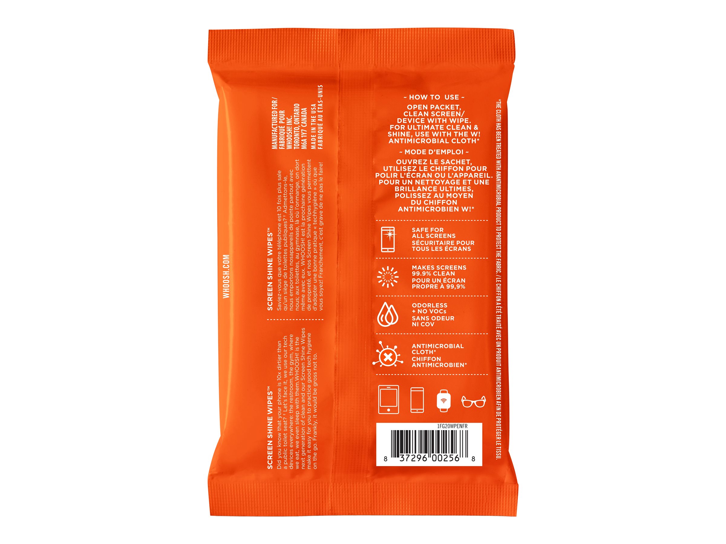 WHOOSH! Screen Shine Wipes - Geräte-Reinigungstücher - Handy/Smartphone - Orange - Universal - 101,6 mm - 76 mm, Ansicht 3