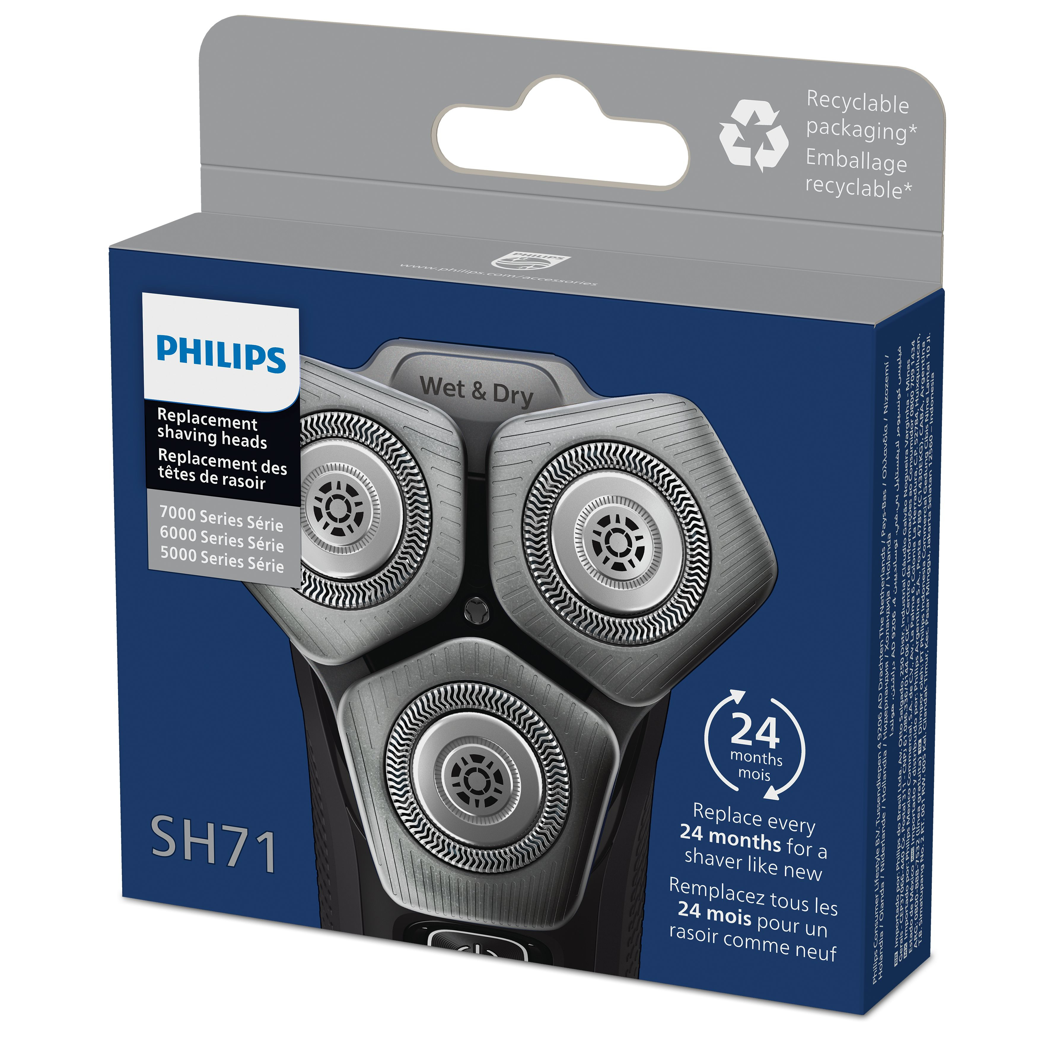 Philips Shaver series 7000 - 5000 SH71/50 Ersatz-Scherköpfe - Scherkopf - 3 Kopf/Köpfe - Silber - Philips - Series 7000, Ansicht 3