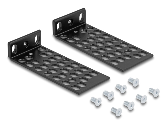 Delock Halterung - Universal - Rack montierbar - Schwarz - 1U (Packung mit 2), Ansicht 2