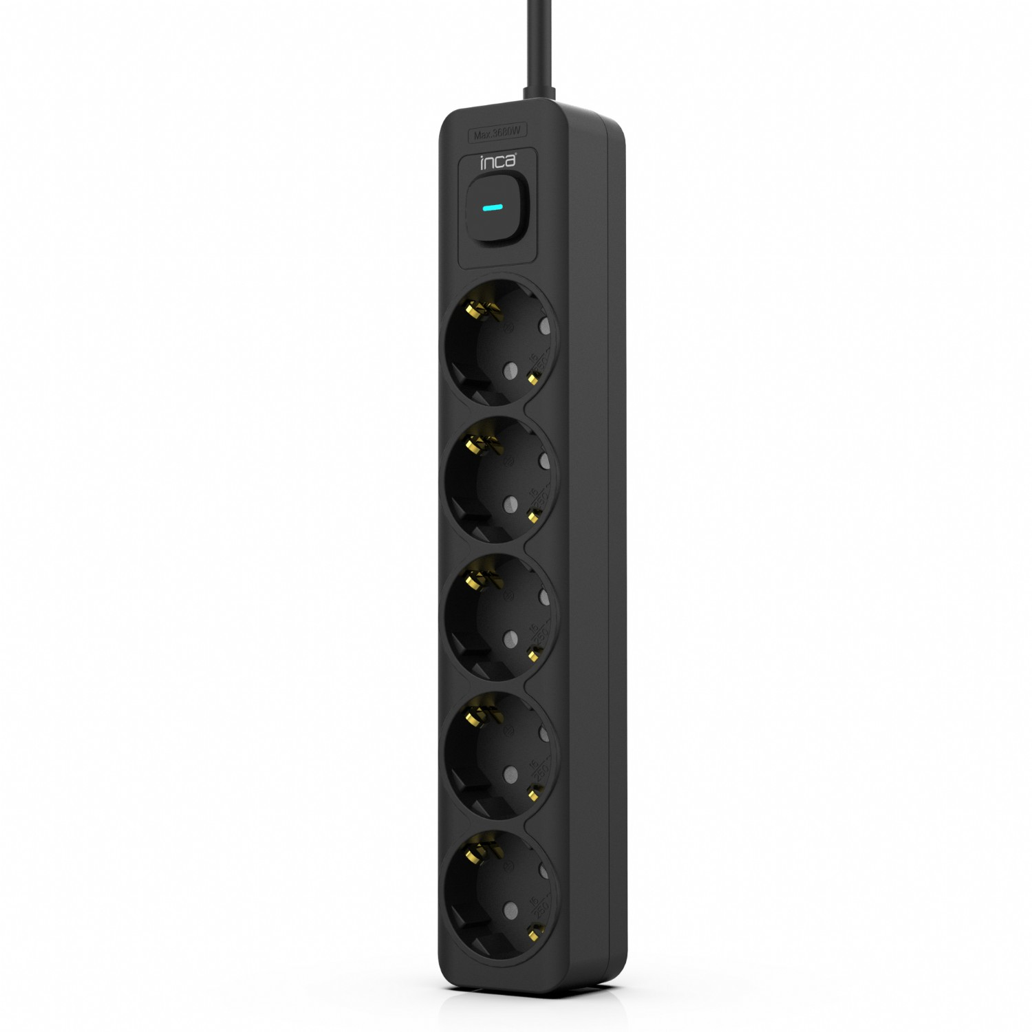 INCA Steckdosenleiste IPW-44SY 5fach LED Anz. Black 1.5m - Steckdosenleiste, Ansicht 3