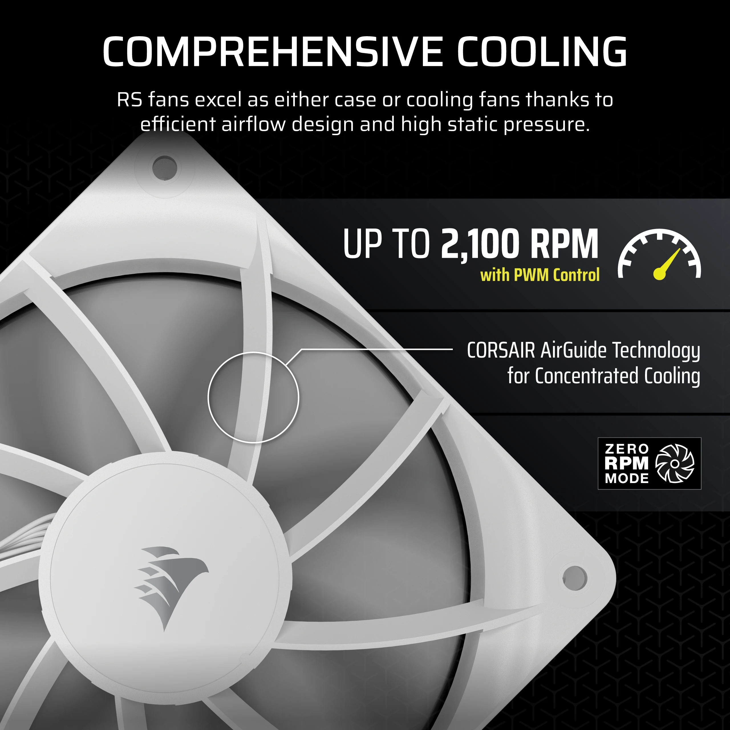 Corsair Lüfter 120*120*25 RS120 white PWM Triple Pack, Ansicht 4
