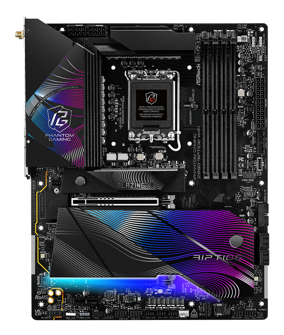 ASRock Phantom Gaming Z890 RIPTIDE WIFi - Motherboard - ATX - LGA1851-Sockel - Z890 Chipsatz - USB4, USB 3.2 Gen 2, Ansicht 2