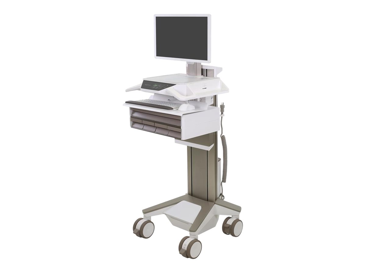 Ergotron CareFit Pro - Wagen - Electric Lift - für LCD-Display  PC-Ausrüstung - verriegelbar - medizinisch - weiß Warm Gray - Bildschirmgröße: bis zu 686 cm (bis zu 27 Zoll)
