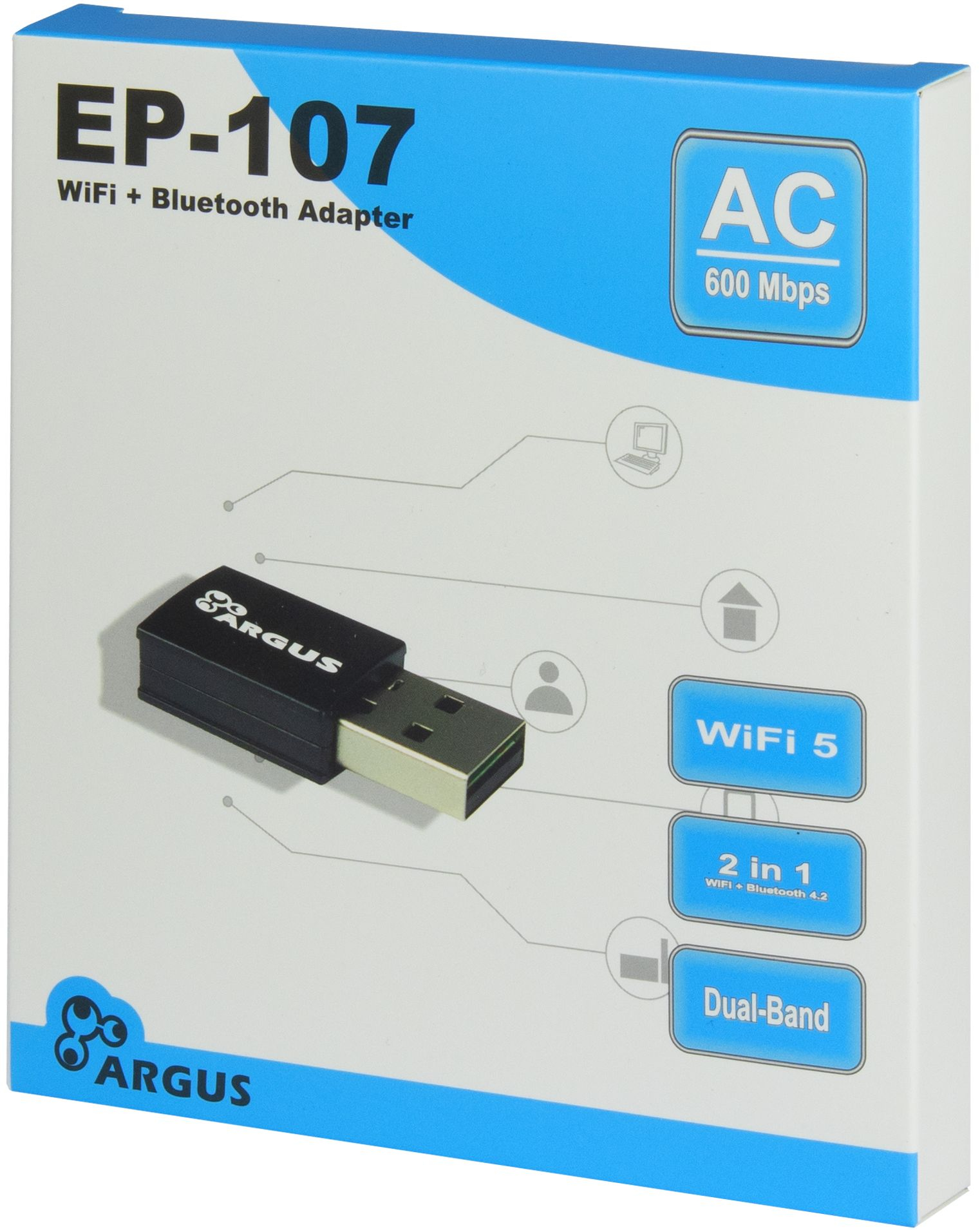 Inter-Tech USB Adapter EP-107 Wi-Fi und BT4.2 NT Argus USB2.0.600Mbps, Ansicht 4