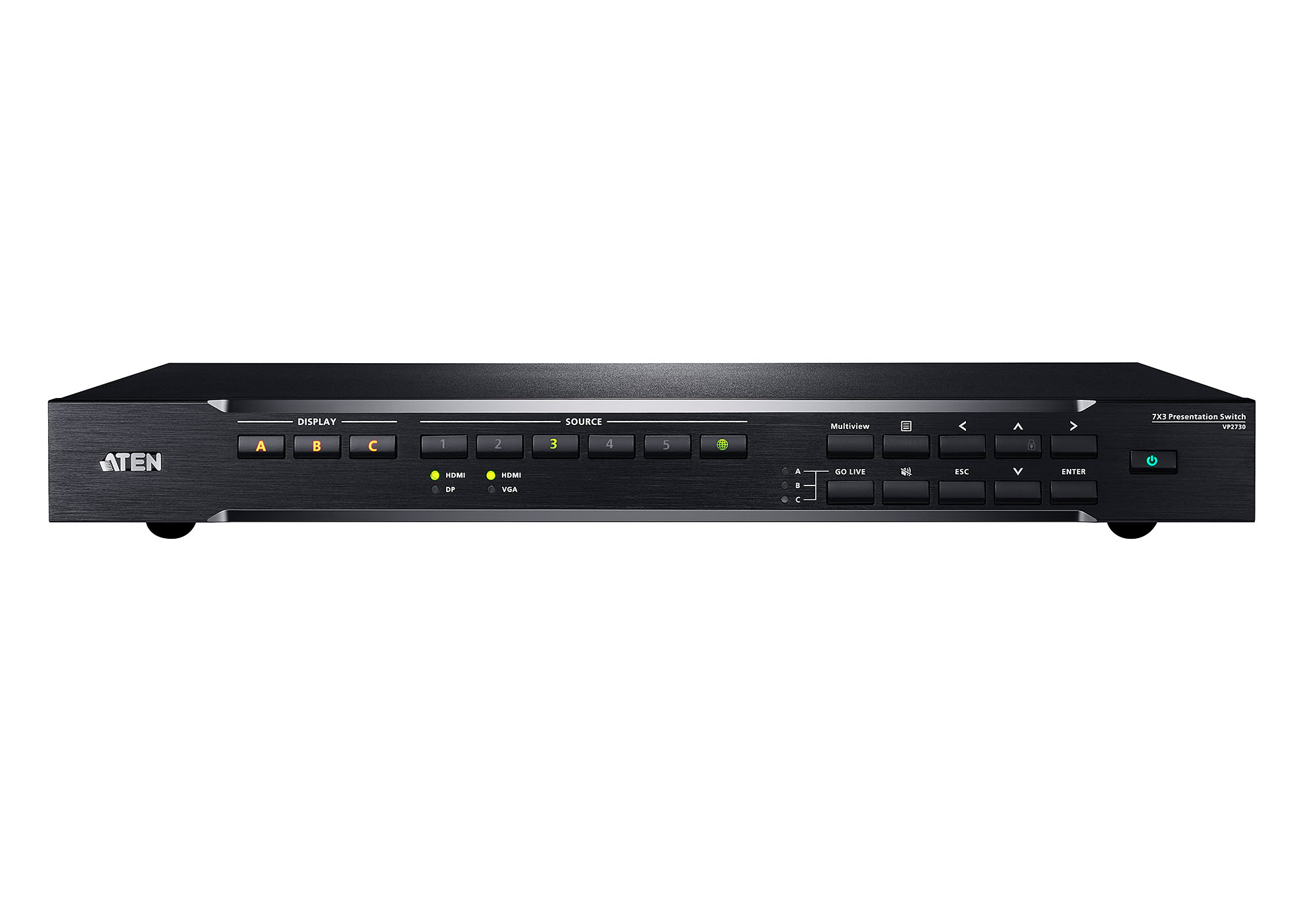 ATEN VP2730 7 x 3 Seamless Presentation Matrix Switch with Scaler, Streaming, Audio Mixer, and HDBaseT, Ansicht 3
