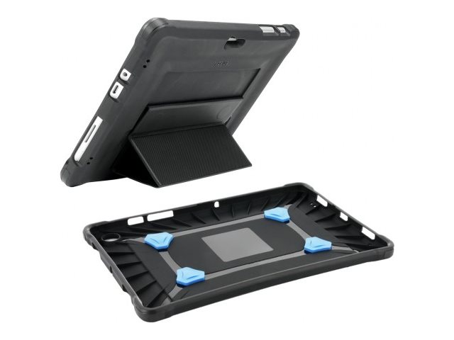 Mobilis PROTECH - Hintere Abdeckung für Tablet - mit Ständer & Handschlaufe verstärkt - Schwarz - für Apple 10.2-inch iPad Wi-Fi Wi-Fi + Cellular (7. Generation 8. Generation 9. Generation)