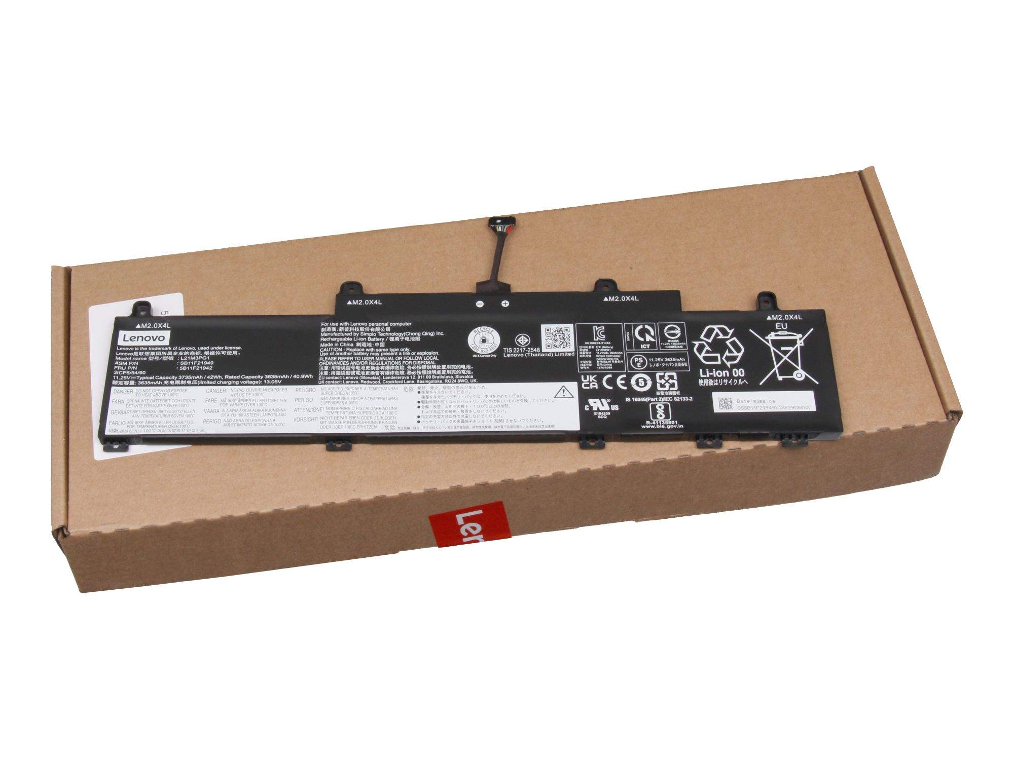 Lenovo battery Internal 3c 42Wh 5B11M89998 - Batterie - 3.735 mAh, Ansicht 2