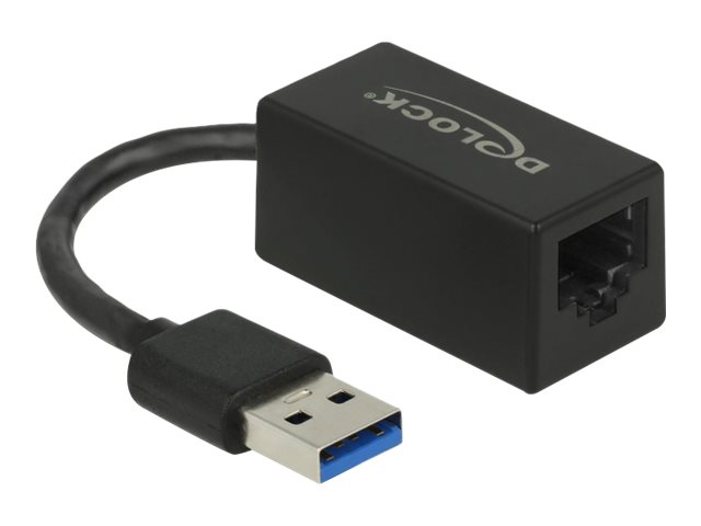 Delock Adapter SuperSpeed USB (USB 3.2 Gen 1) mit USB Typ-A Stecker > Gigabit LAN 10/100/1000 Mbps kompakt schwarz