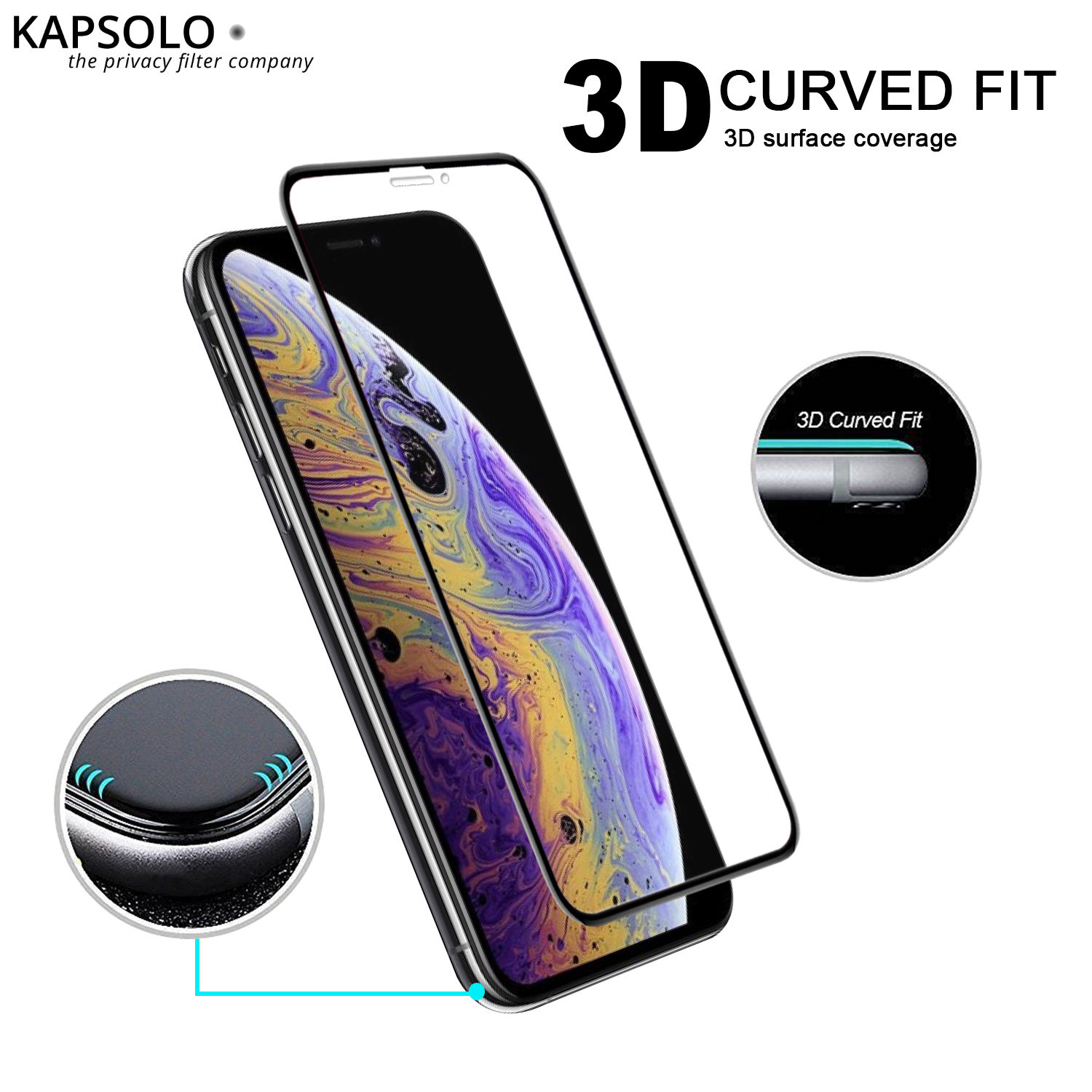 KAPSOLO Bildschirmschutz für Handy - gebogen, Ansicht 2
