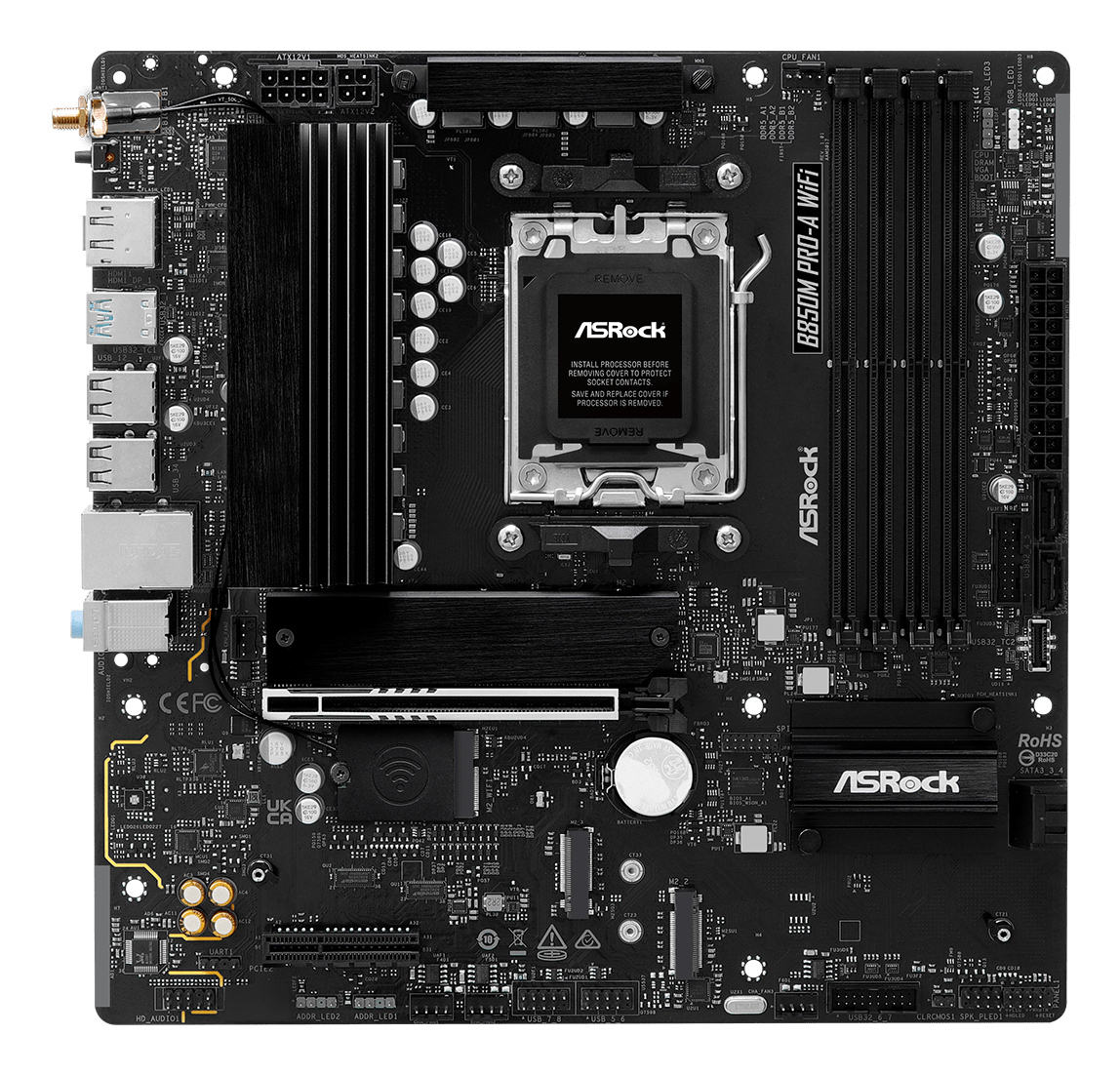 ASRock B850M Pro-A WIFI - Motherboard - micro ATX - Socket AM5 - AMD B850 Chipsatz - Onboard-Grafik (CPU erforderlich), Ansicht 2