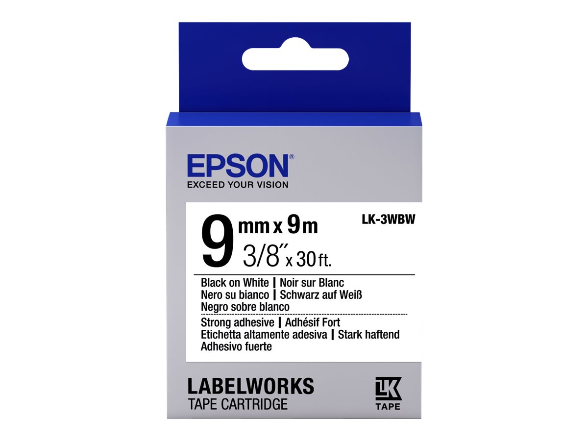 Epson LabelWorks LK-3WBW - Schwarz auf Weiß - Rolle (0,9 cm x 9 m) 1 Kassette(n) Etikettenband - für LabelWorks LW-1000, 300, 400, 600, 700, 900, K400, Z5000, Z5010, Z700, Z710, Z900