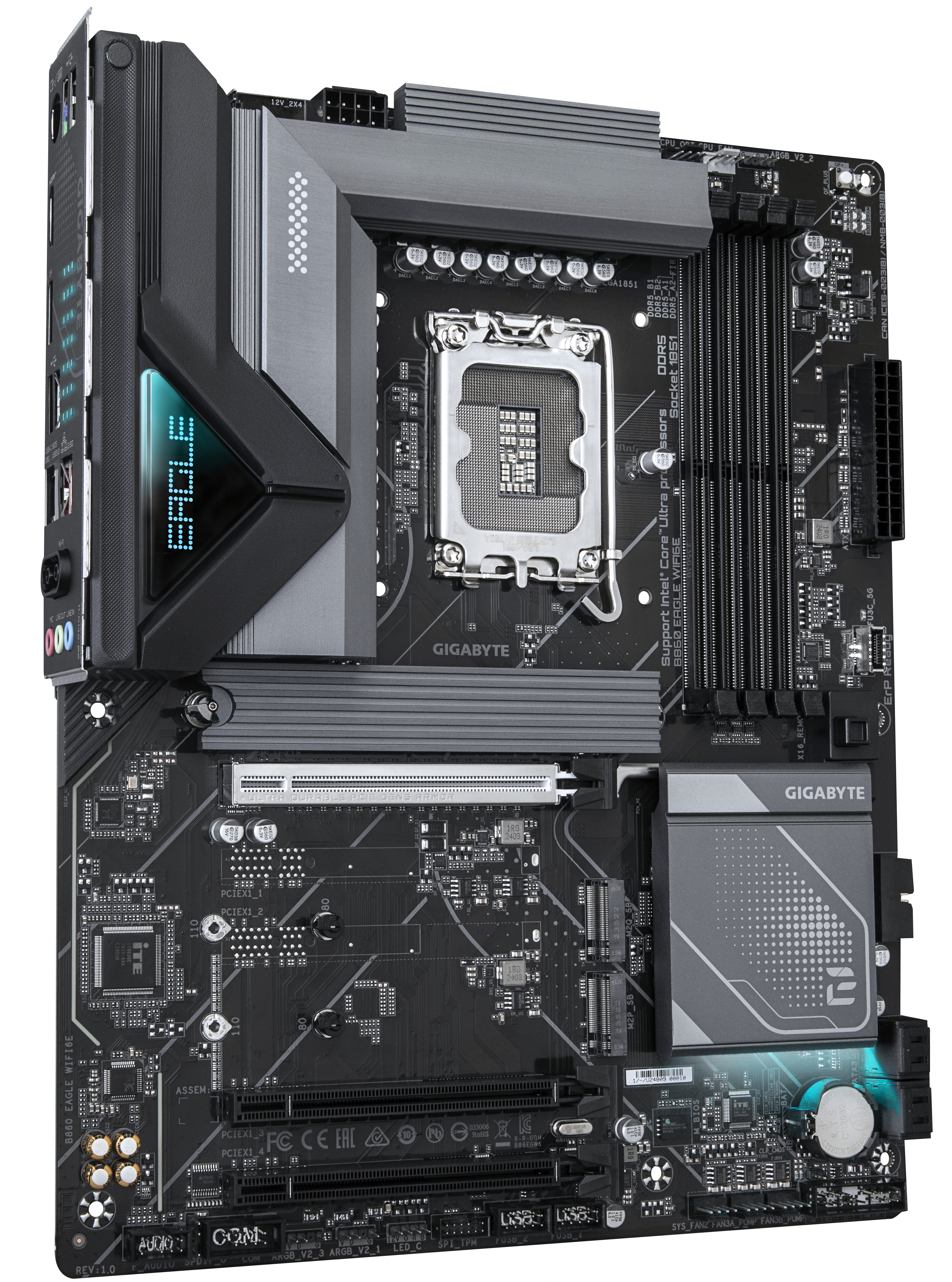 Gigabyte B860 EAGLE WIFI6E - Motherboard - ATX - LGA1851-Sockel - B860 Chipsatz - Onboard-Grafik (CPU erforderlich), Ansicht 3