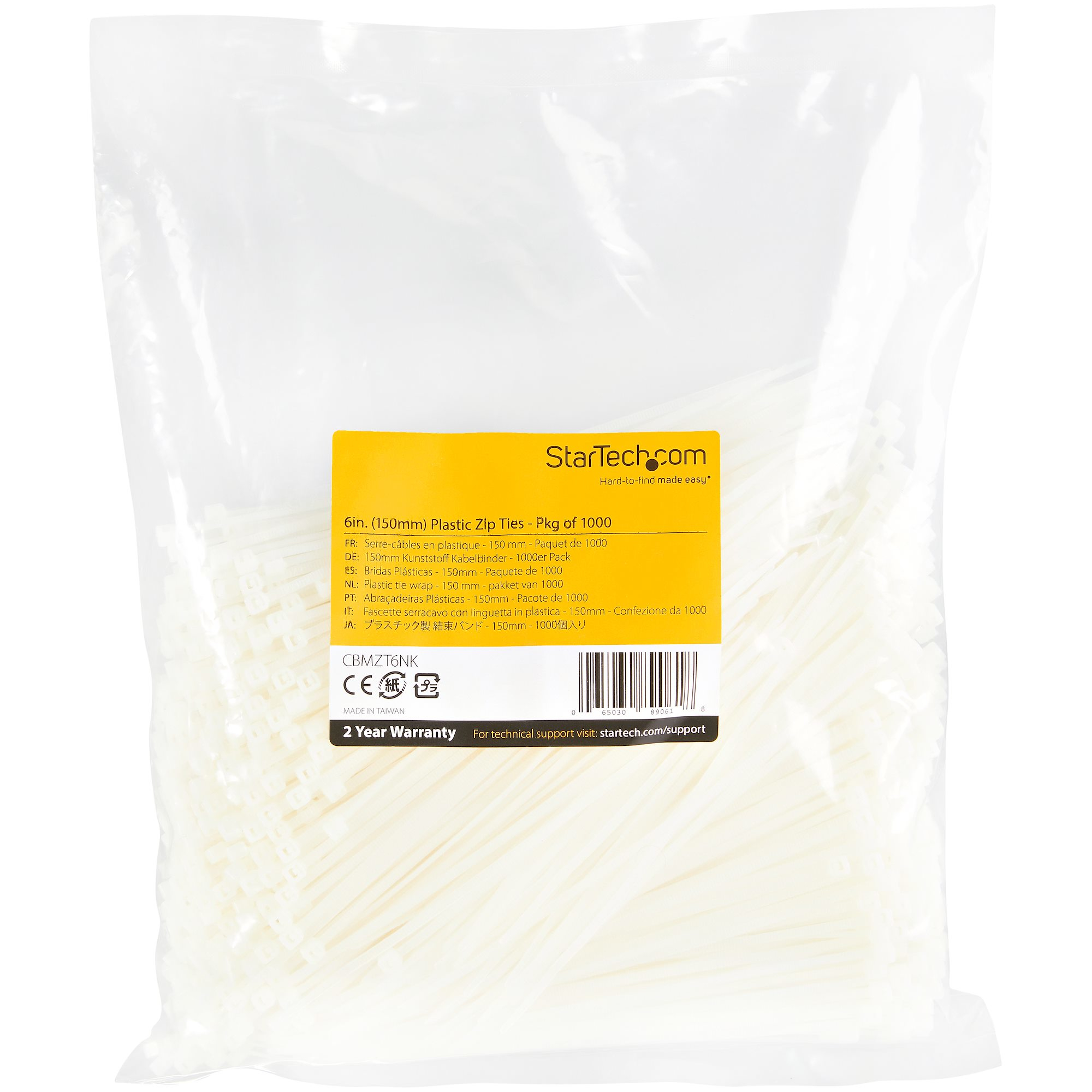 StarTech.com 15cm(6) Cable Ties, 3mm(1/8) wide, 39mm(1-3/8) Bundle Diameter, 18kg(40lb) Tensile Strength, Ansicht 3