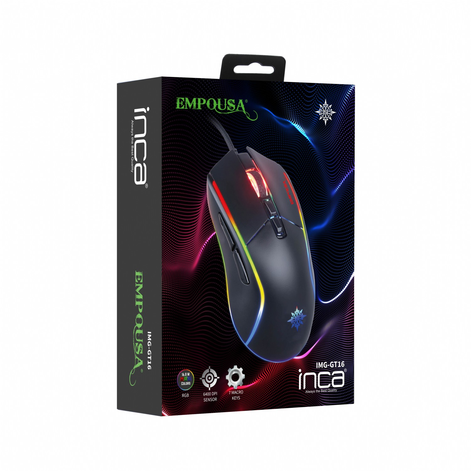 INCA IMG-GT16 - rechts - Optisch - USB Typ-A - 6400 DPI - Schwarz, Ansicht 2