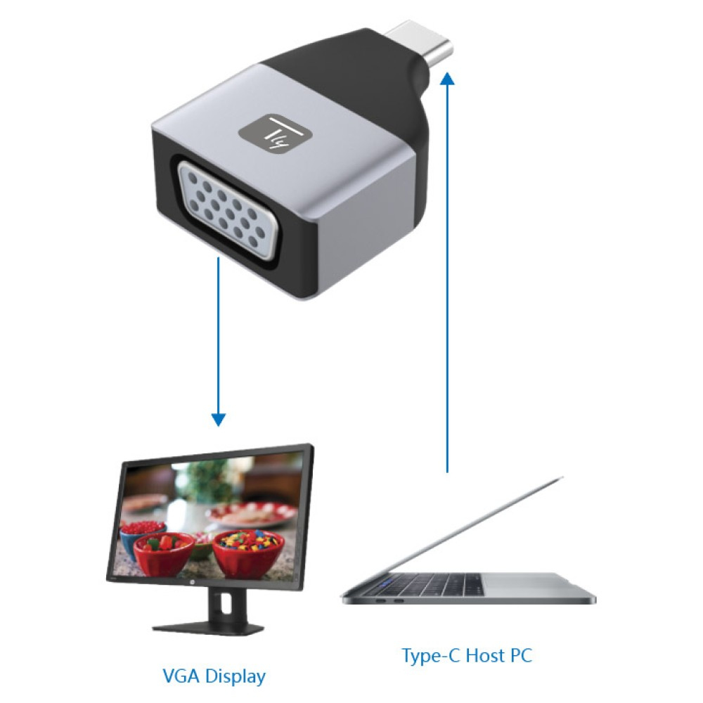 Techly Adapter USB-C M to VGA F - Adapter - Digital/Daten, Ansicht 4