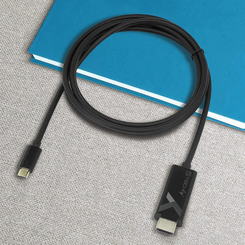 IC Intracom TECHly - Adapterkabel - 24 pin USB-C männlich zu HDMI männlich - 5 m - Schwarz - rund, unterstützt 4K 60 Hz, Ansicht 3