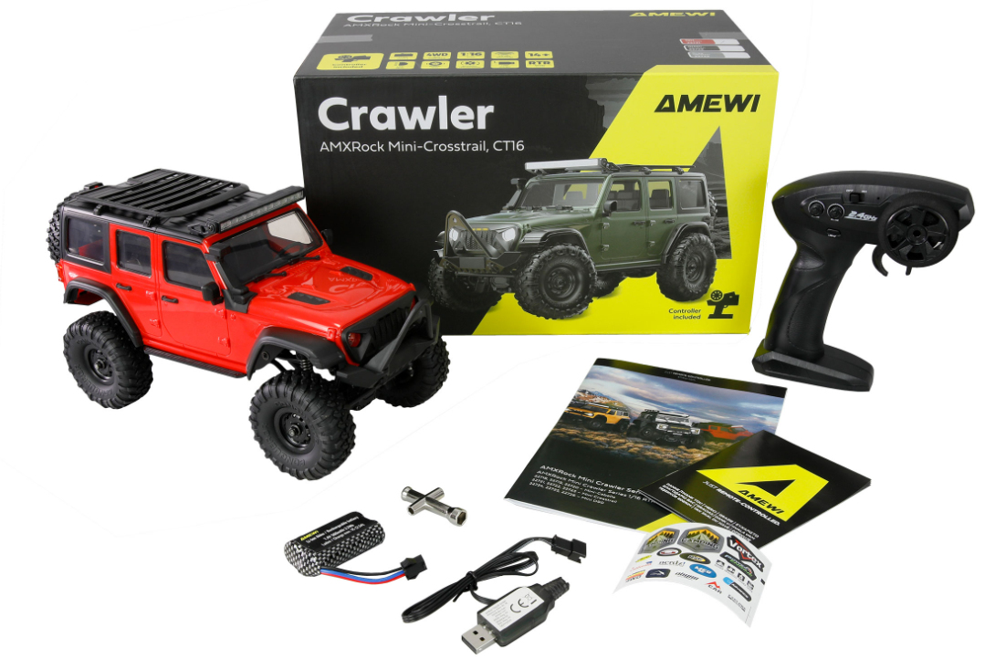 Amewi RC Crawler Mini-Crosstrailer AMXRock 4WD 1 16 RTR rot, Ansicht 3