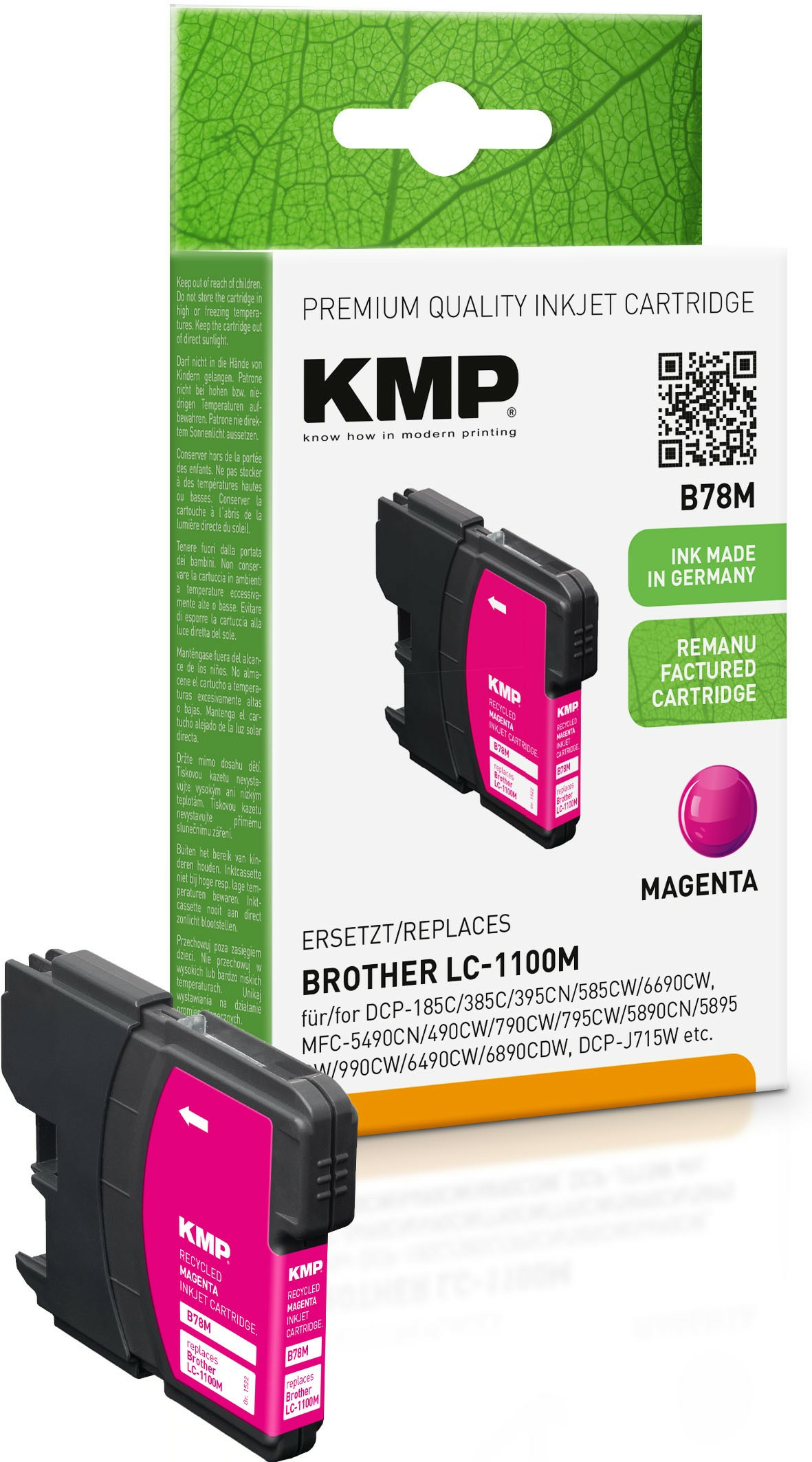 KMP B78M - 5.1 ml - Magenta - kompatibel - Tintenpatrone (Alternative zu: Brother LC1100M), Ansicht 3
