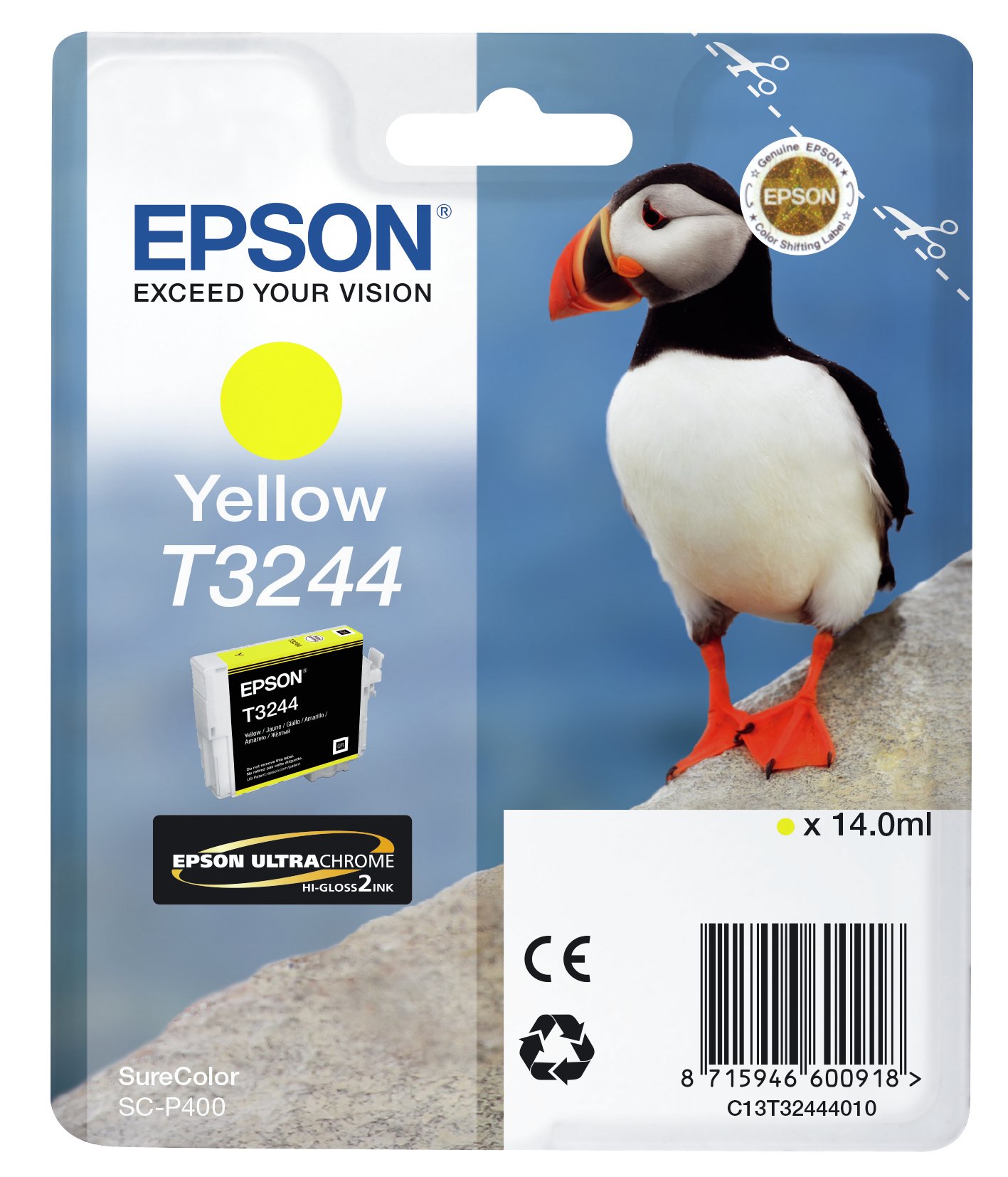 Epson T3244 Yellow, Tinte auf Pigmentbasis, 14 ml, 980 Seiten, 1 Stück(e)