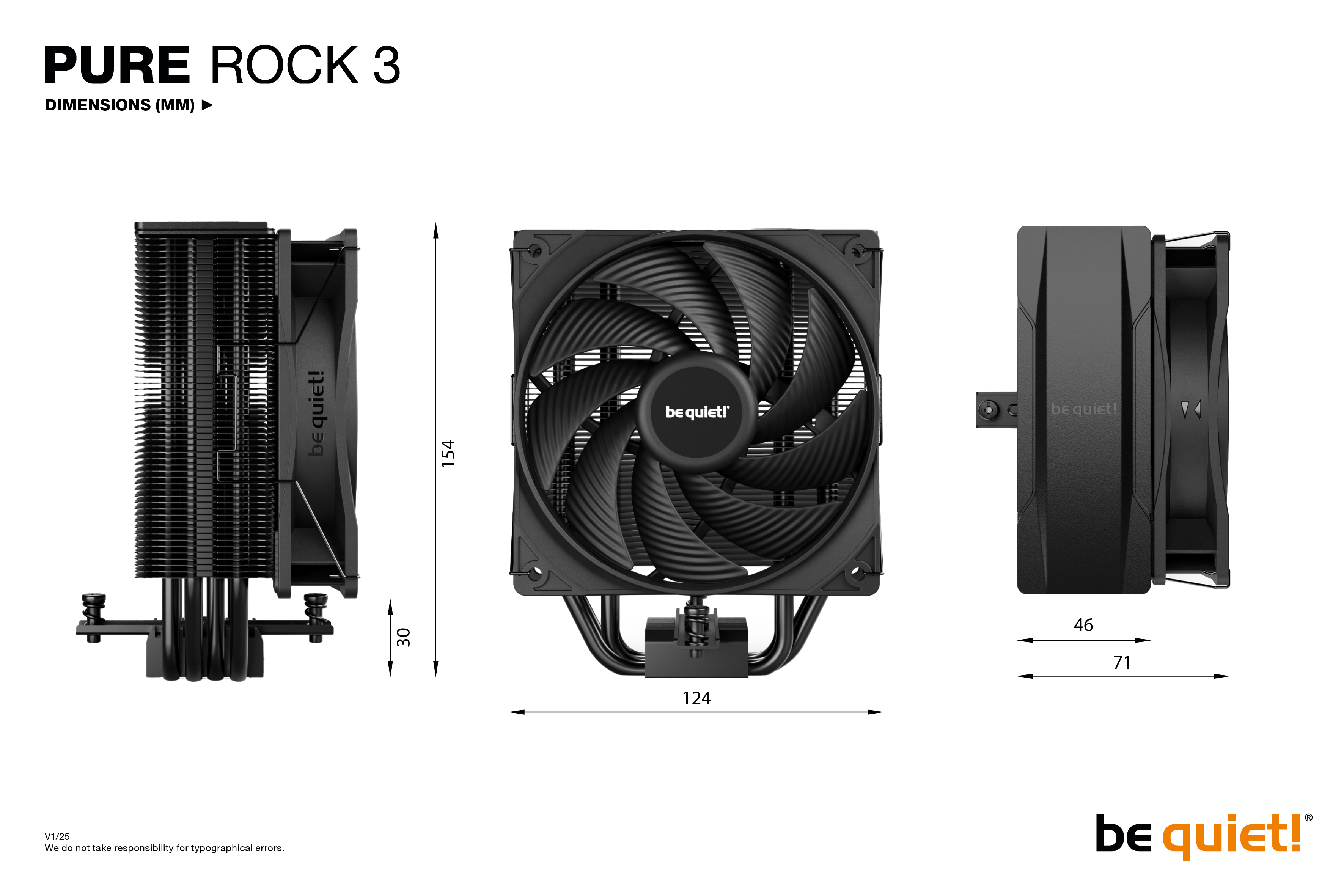 Be Quiet! Pure Rock 3 CPU Kühler für Intel und AMD schwarz, Ansicht 2
