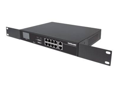Intellinet 8-Port Gigabit Ethernet PoE+ Switch with 2 RJ45 Gigabit Uplink Ports and LCD Screen LCD Display IEEE 802.3ataf Power over Ethernet (PoE+PoE)