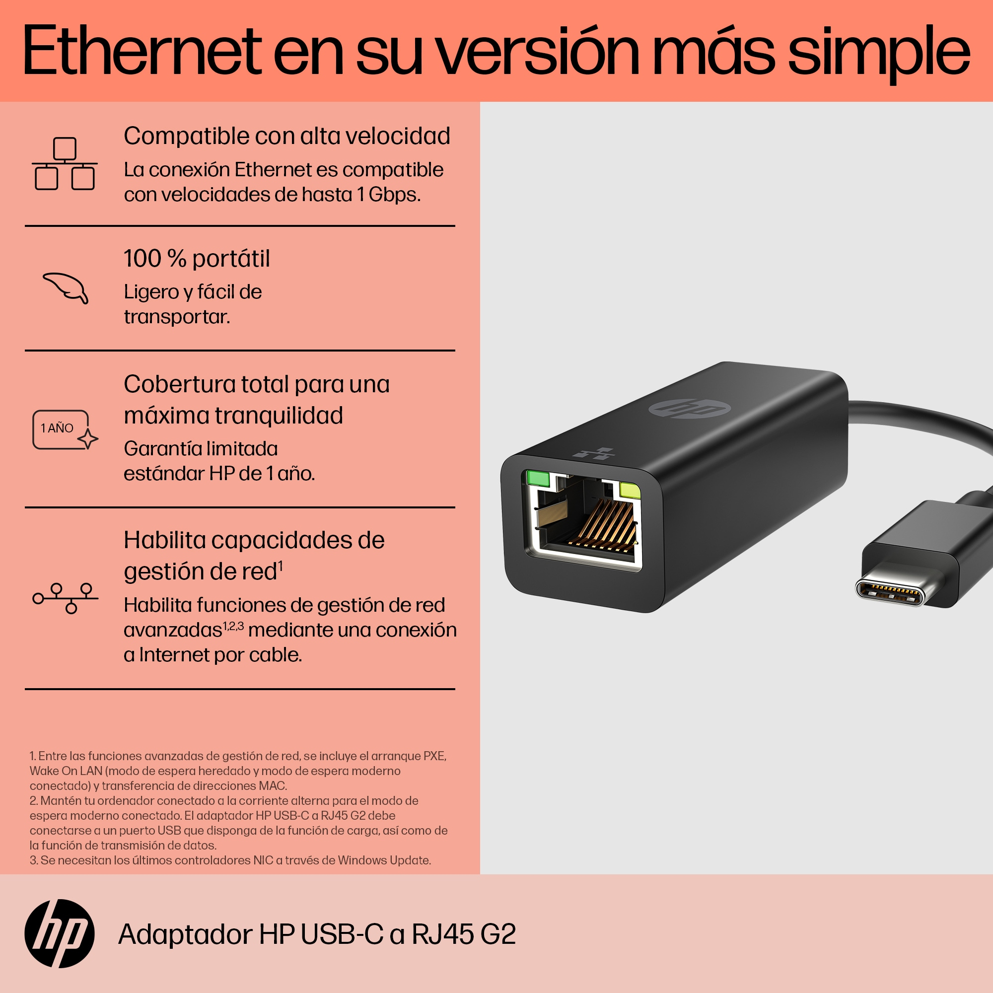HP USB-C to RJ45 Adapter G2 - Netzwerkadapter, Ansicht 2