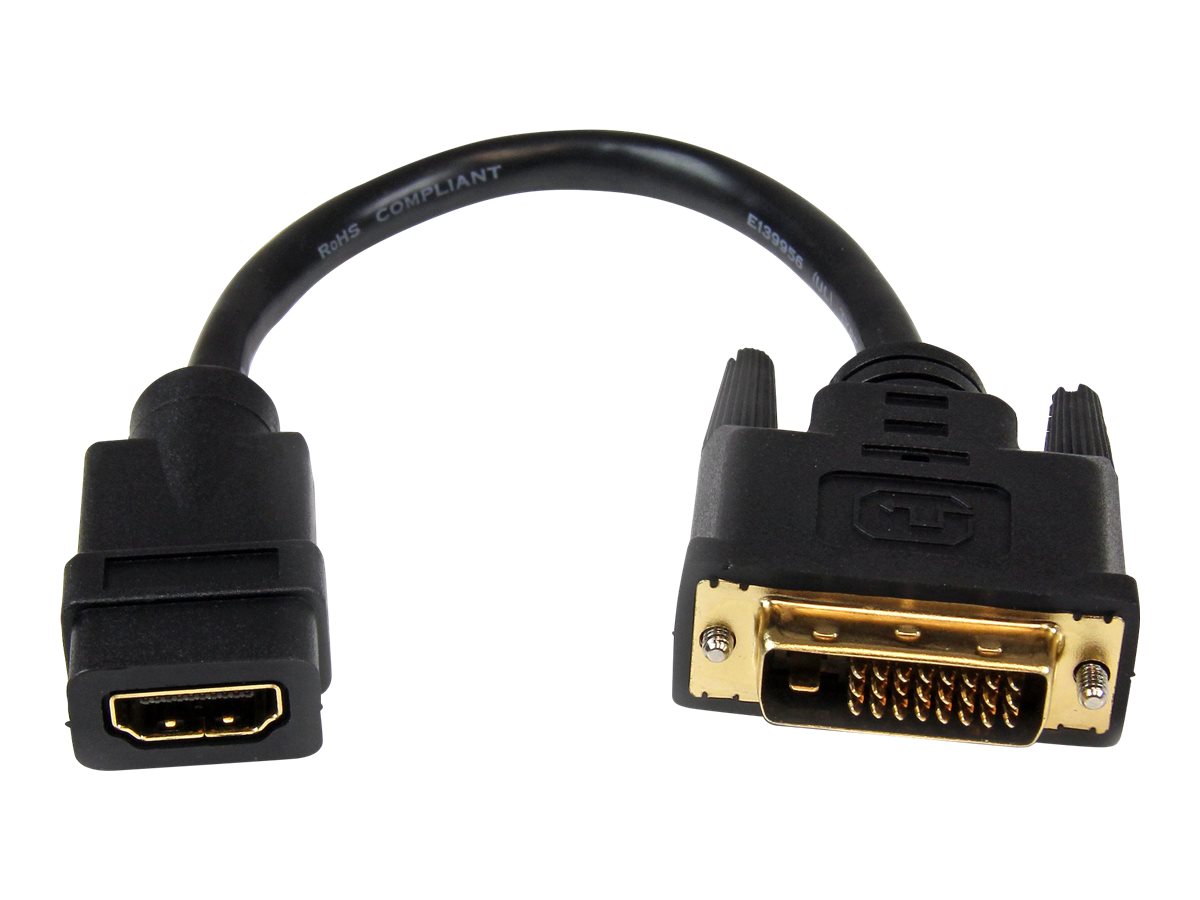 StarTech.com HDMI auf DVI Adapter 20cm - DVI-D (25 pin) (Stecker) zu HDMI (19 pin) (Buchse) - Monitor Dongle Adapterkabel - Videoadapter - HDMI weiblich zu DVI-D männlich - 20.32 cm