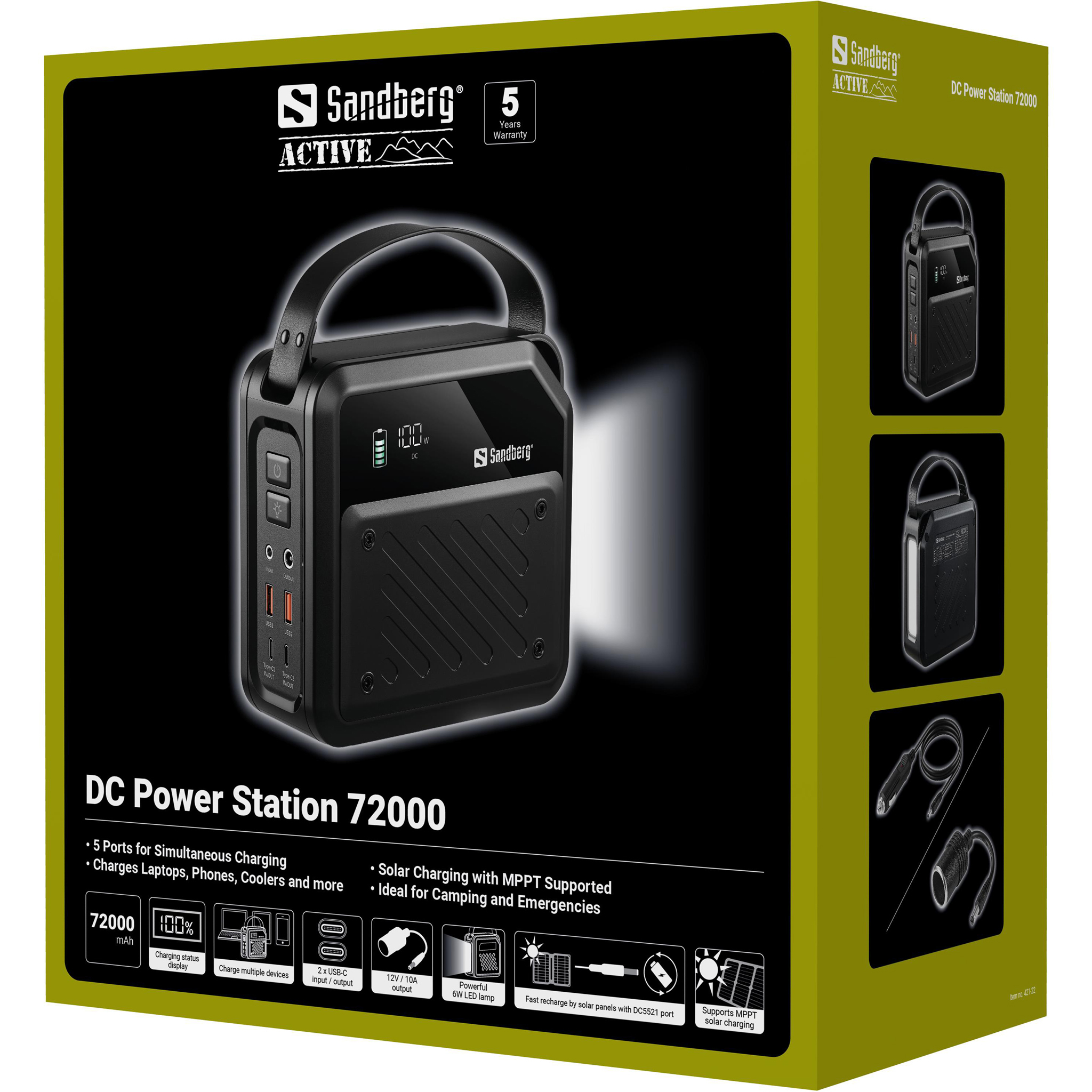 SANDBERG Active 72000 - Tragbares kraftwerk - AC 230 V / DC 5, Ansicht 2