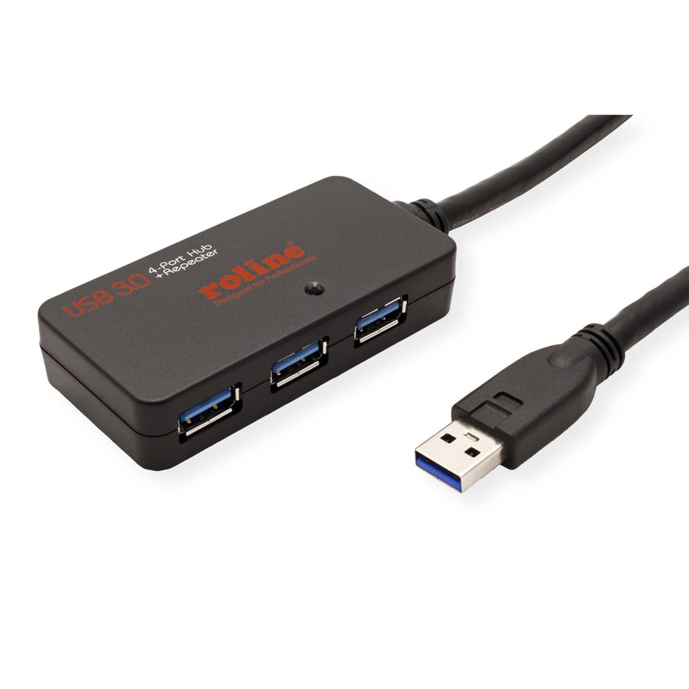 ROLINE USB 3.2 Gen1 Hub 4x mit Verlängerungskabel 10m, Ansicht 2