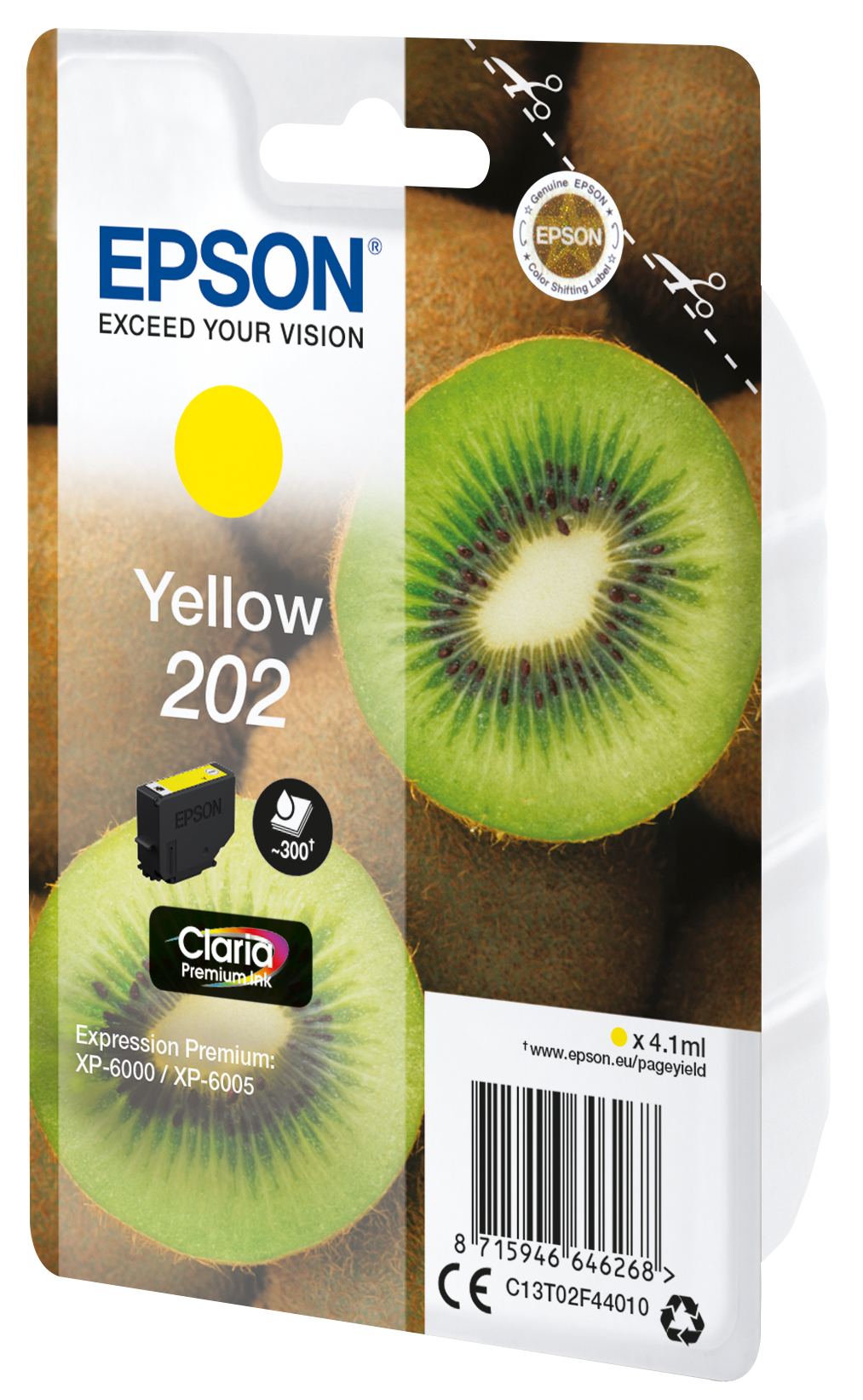 Epson Kiwi Singlepack Yellow 202 Claria Premium Ink - Standardertrag - Tinte auf Pigmentbasis - 4,1 ml - 300 Seiten - 1 Stück(e)