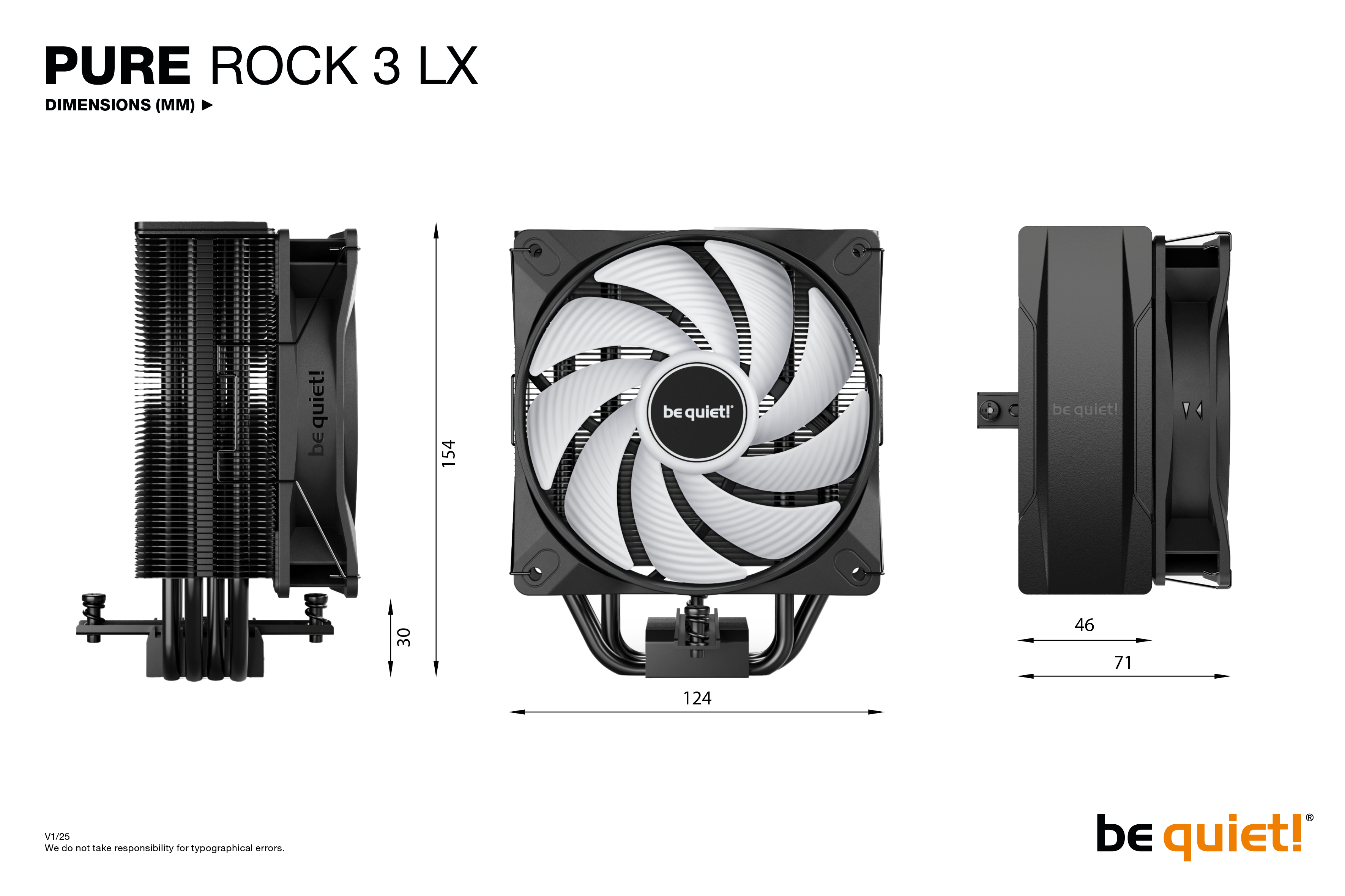 Be Quiet! Pure Rock 3 LX ARGB CPU Kühler für Intel und AMD schwarz, Ansicht 2