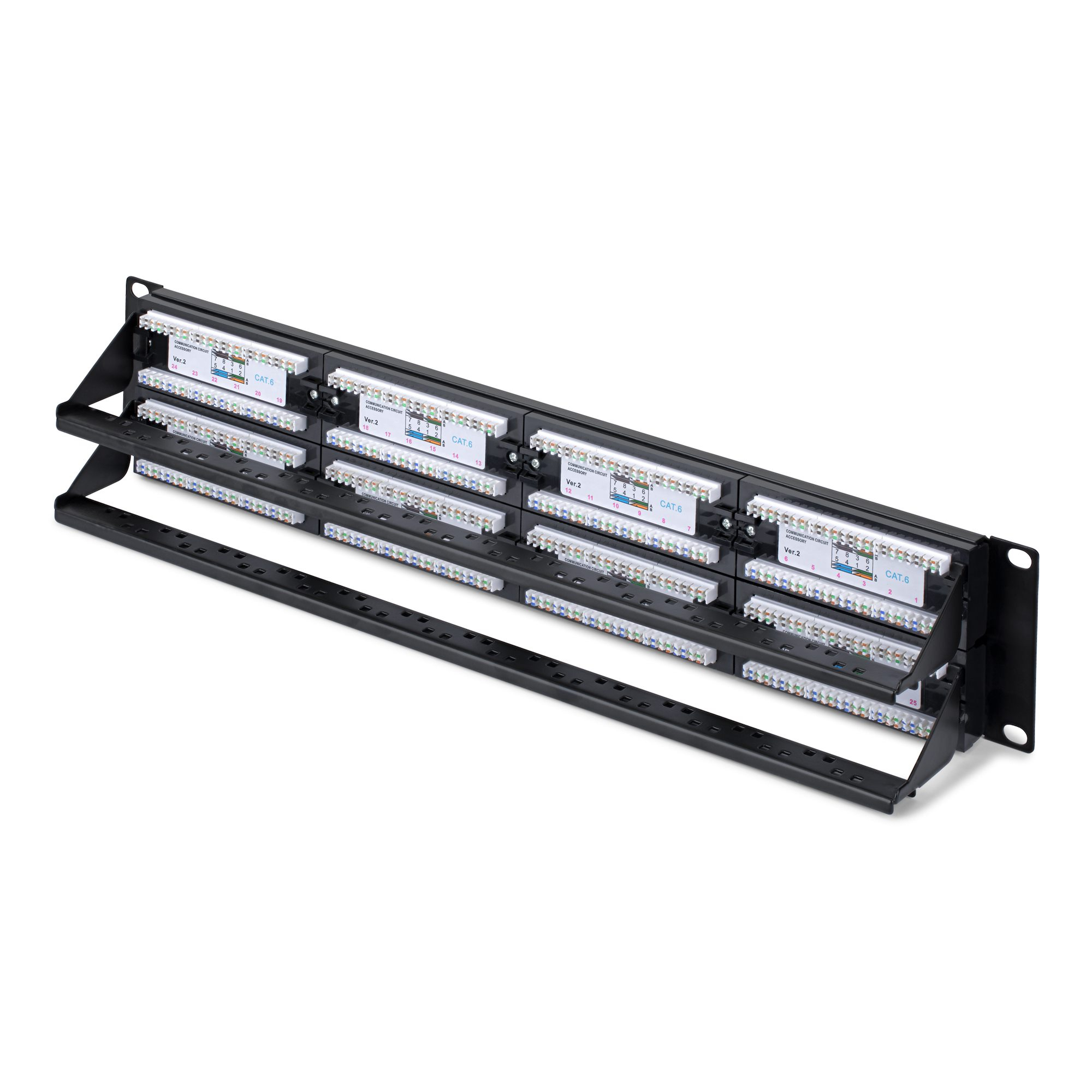 StarTech.com 2U Rackmount Cat6 Patch Panel RJ45 UTP 110 Punch-Down Cat 6 Ethernet - KVM-Umschalter - 48-Port, Ansicht 4