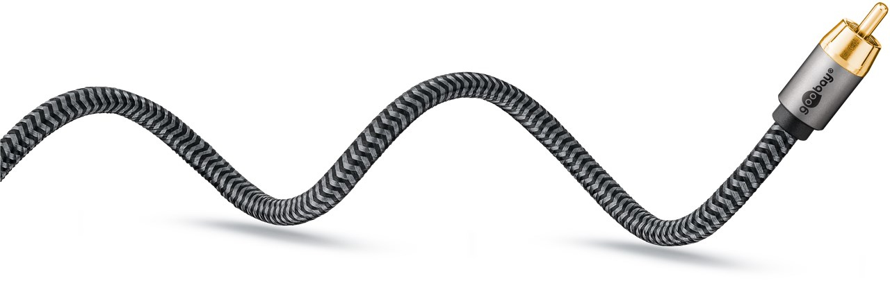 Goobay Mono-Cinchkabel 2 m Sharkskin Grey - Cinch-Stecker Woofer Center>, Ansicht 4
